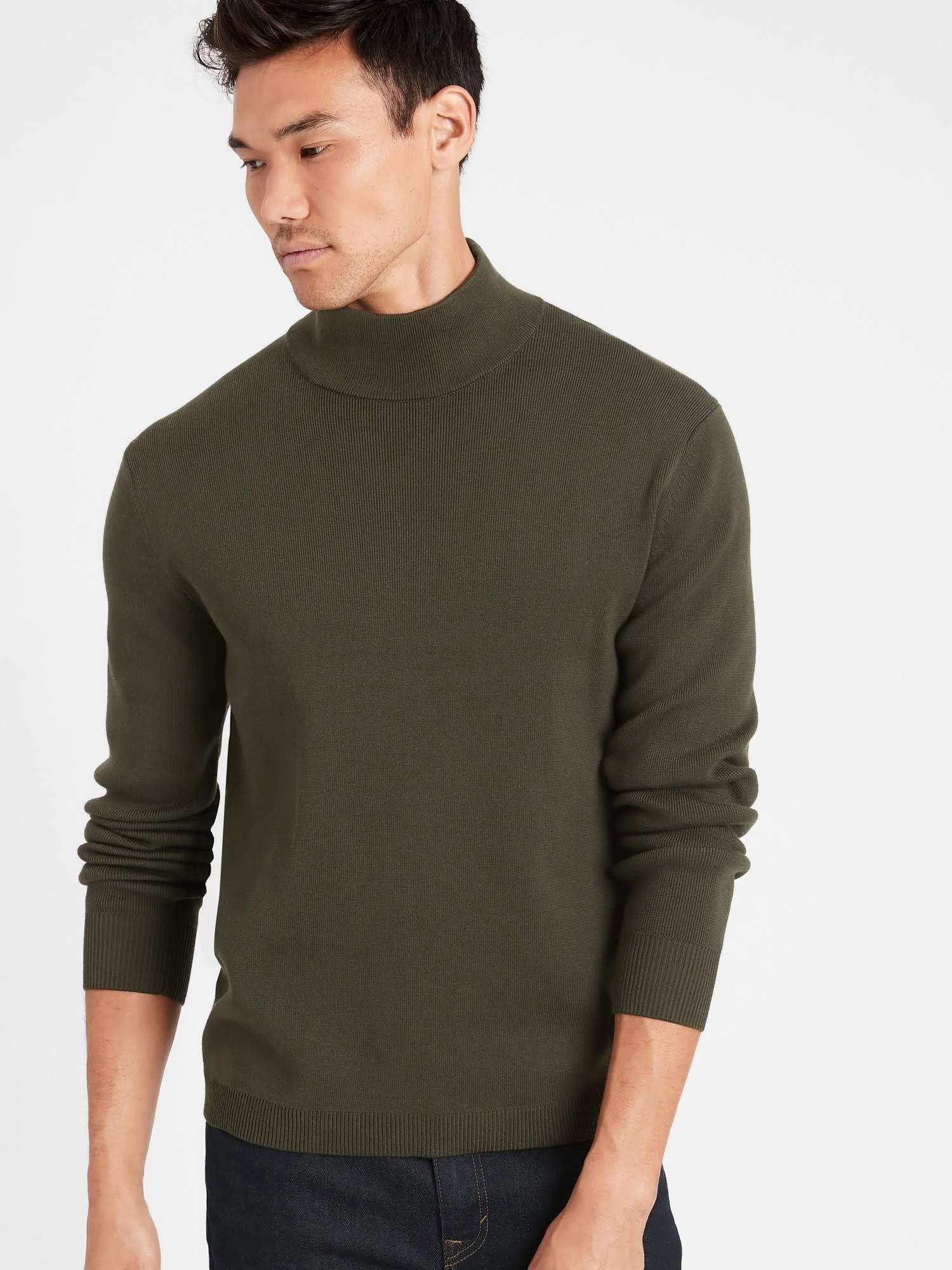 Banana Republic Men's Supima Mock-Neck Sweater So Shady Green Size M