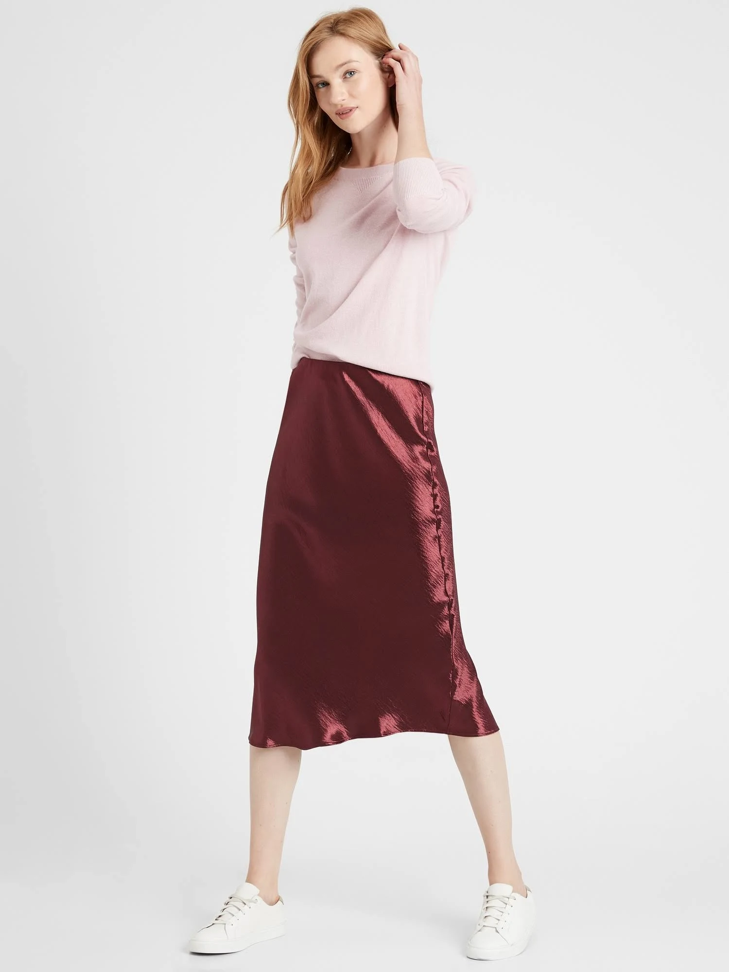 Banana Republic Women's Bias-Cut Midi Slip Skirt Burnt Caramel Size M