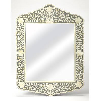 Escalante Botanic Bone Inlay Traditional Beveled Distressed Accent Mirror Birch LANE? Finish: Gray
