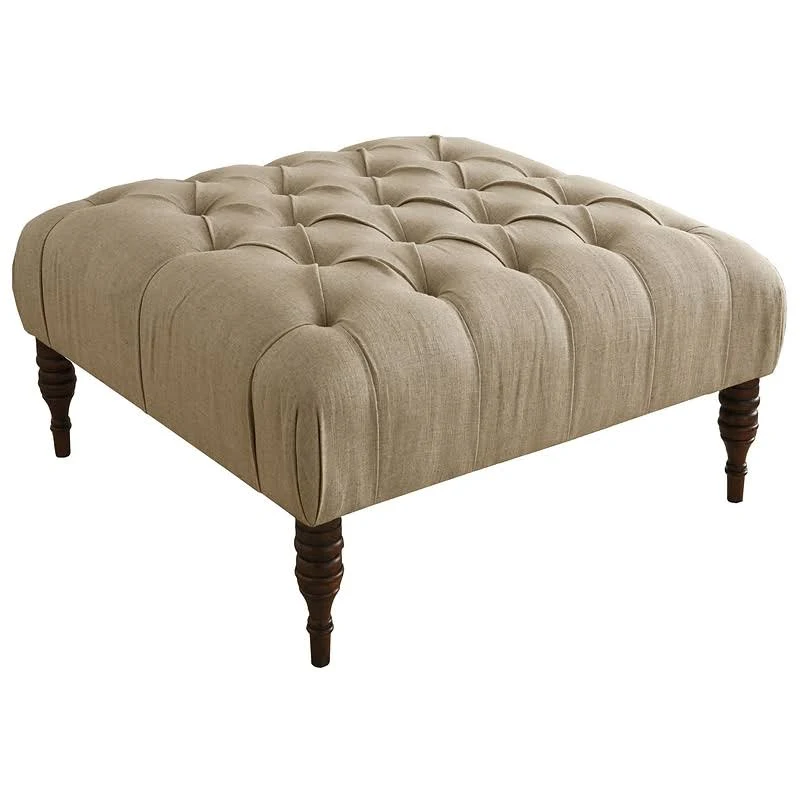 Willa Arlo Interiors Davina Linen Tufted Cocktail Ottoman; Sandstone