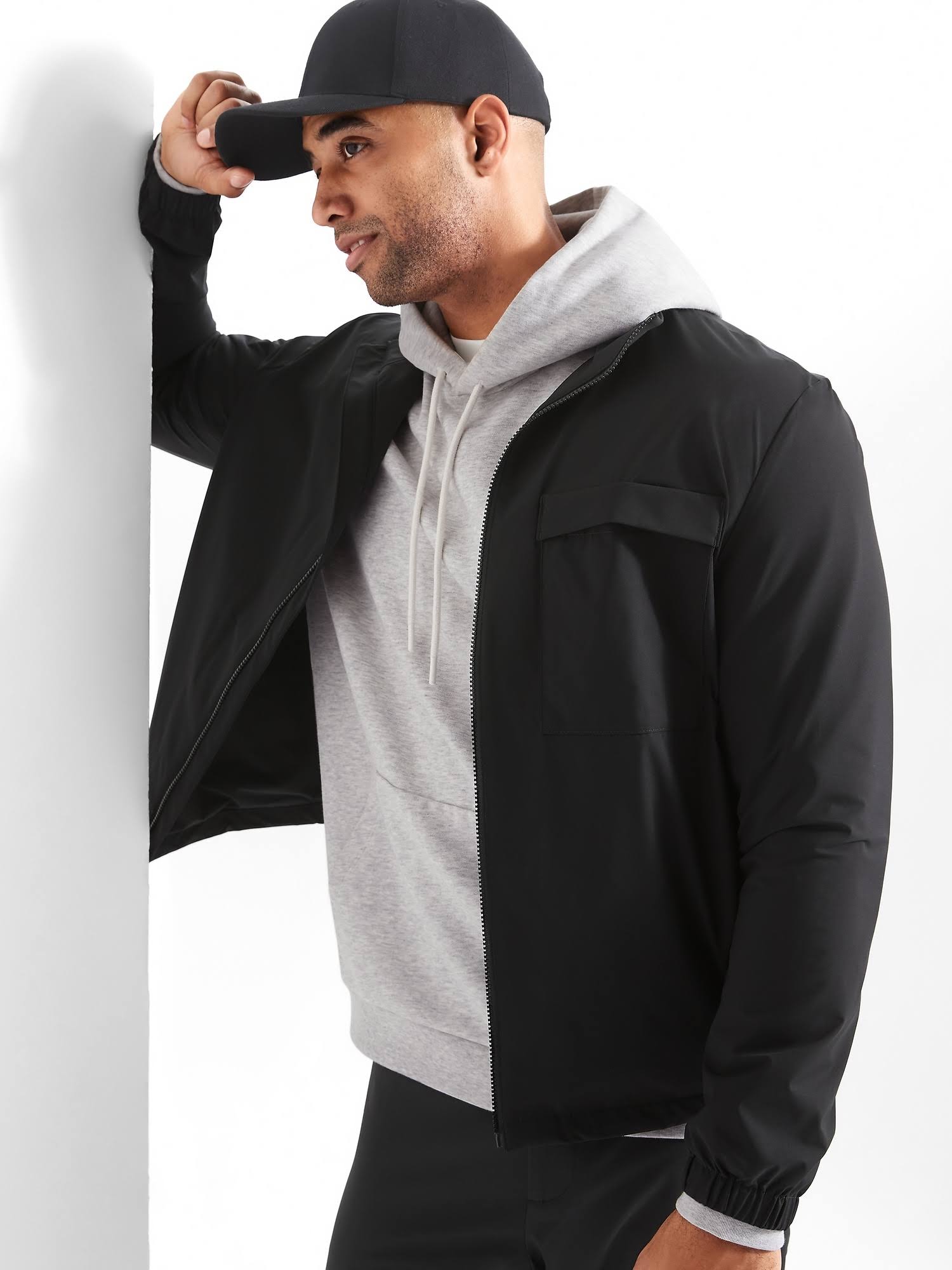 Banana Republic Men's BR Sport Heavyweight Fleece Hoodie Gray Heather Size M