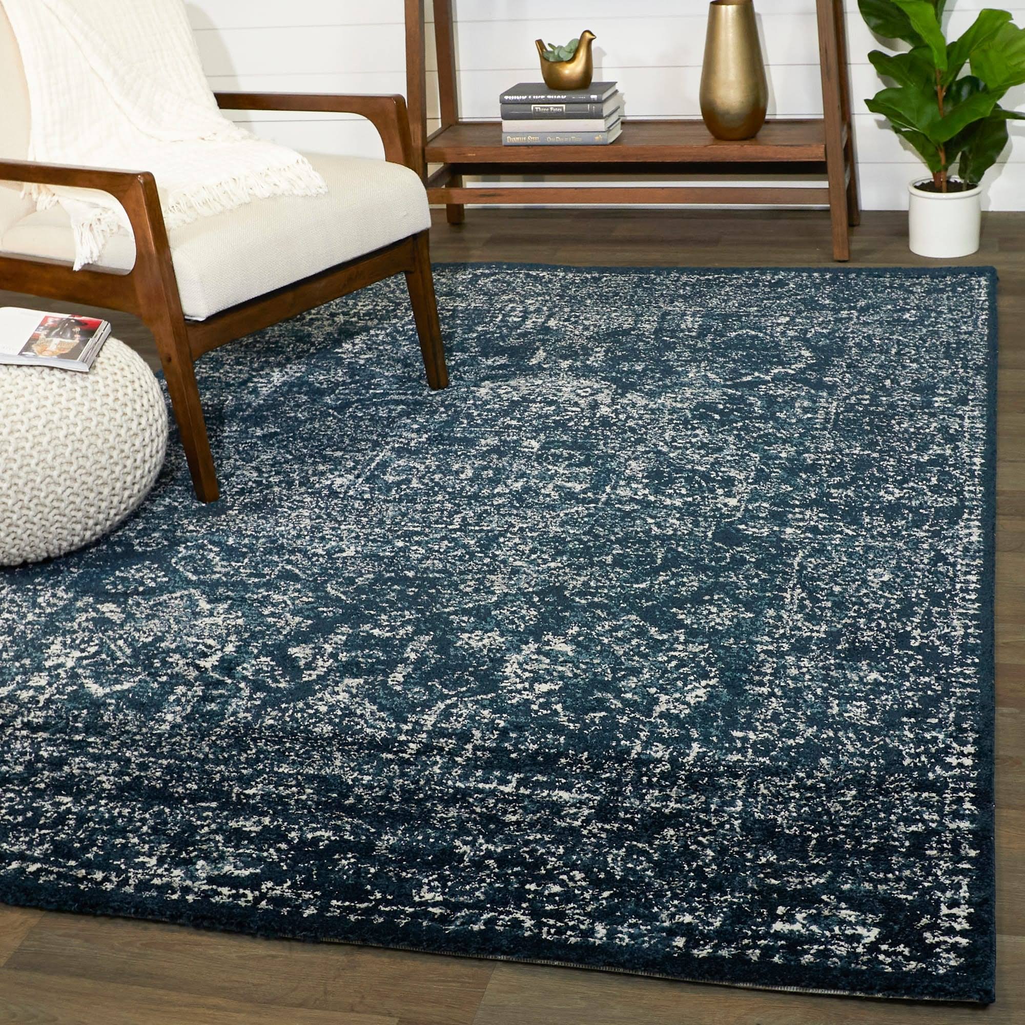 BALTA Finn Dark Blue 8 ft. x 10 ft. Overdyed Persian Area Rug