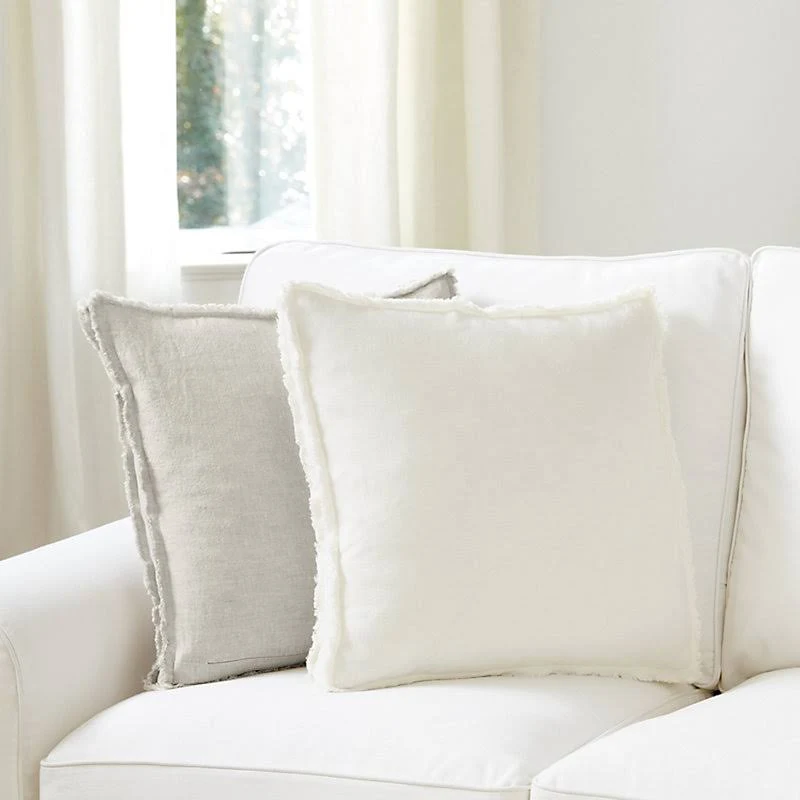 Laurel Frayed Box Edge Pillow Cover White - Ballard Designs