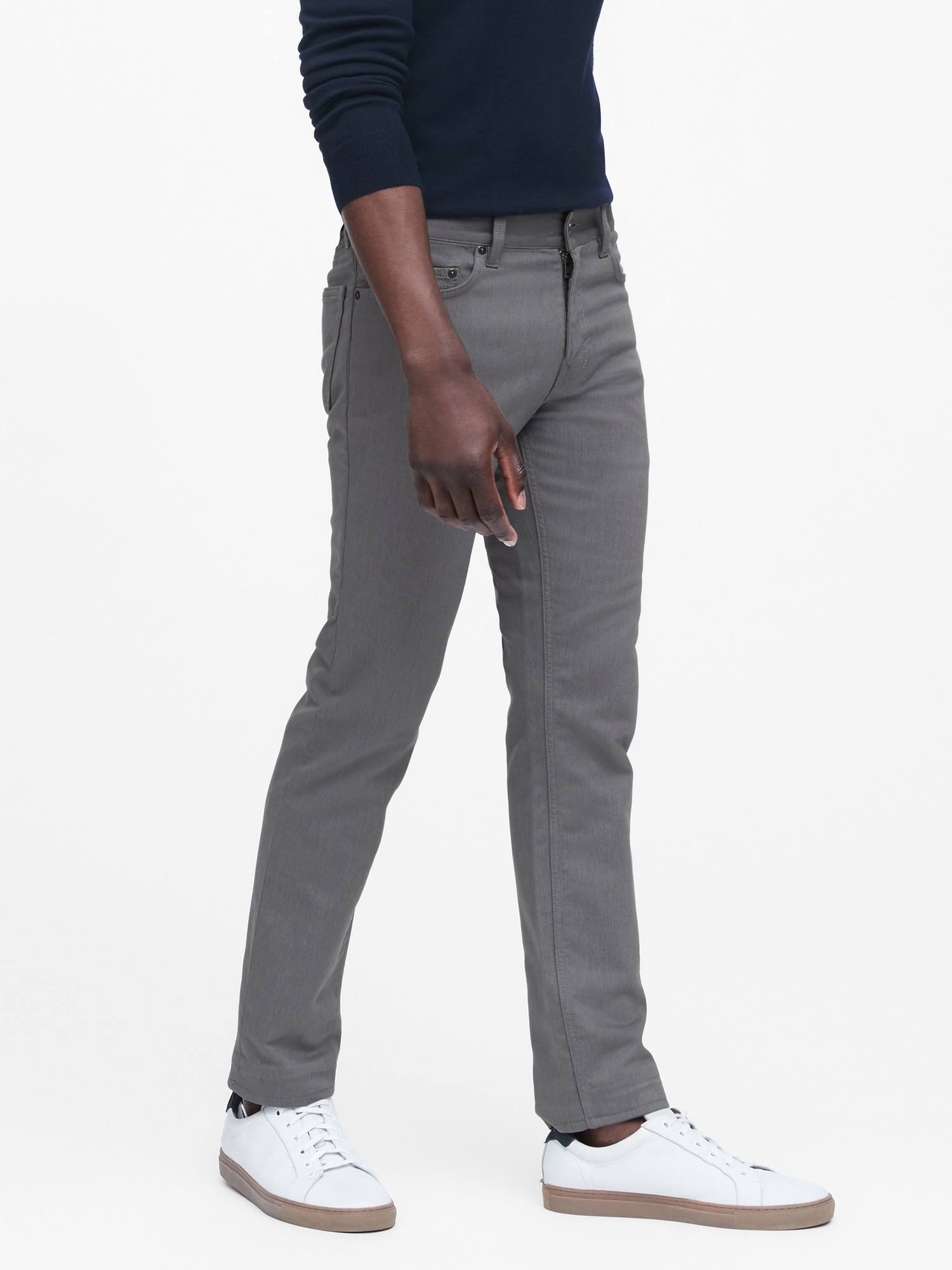 Banana Republic Men's Skinny Heathered Traveler Pant Smoke Gray Tall Size 36W 36L