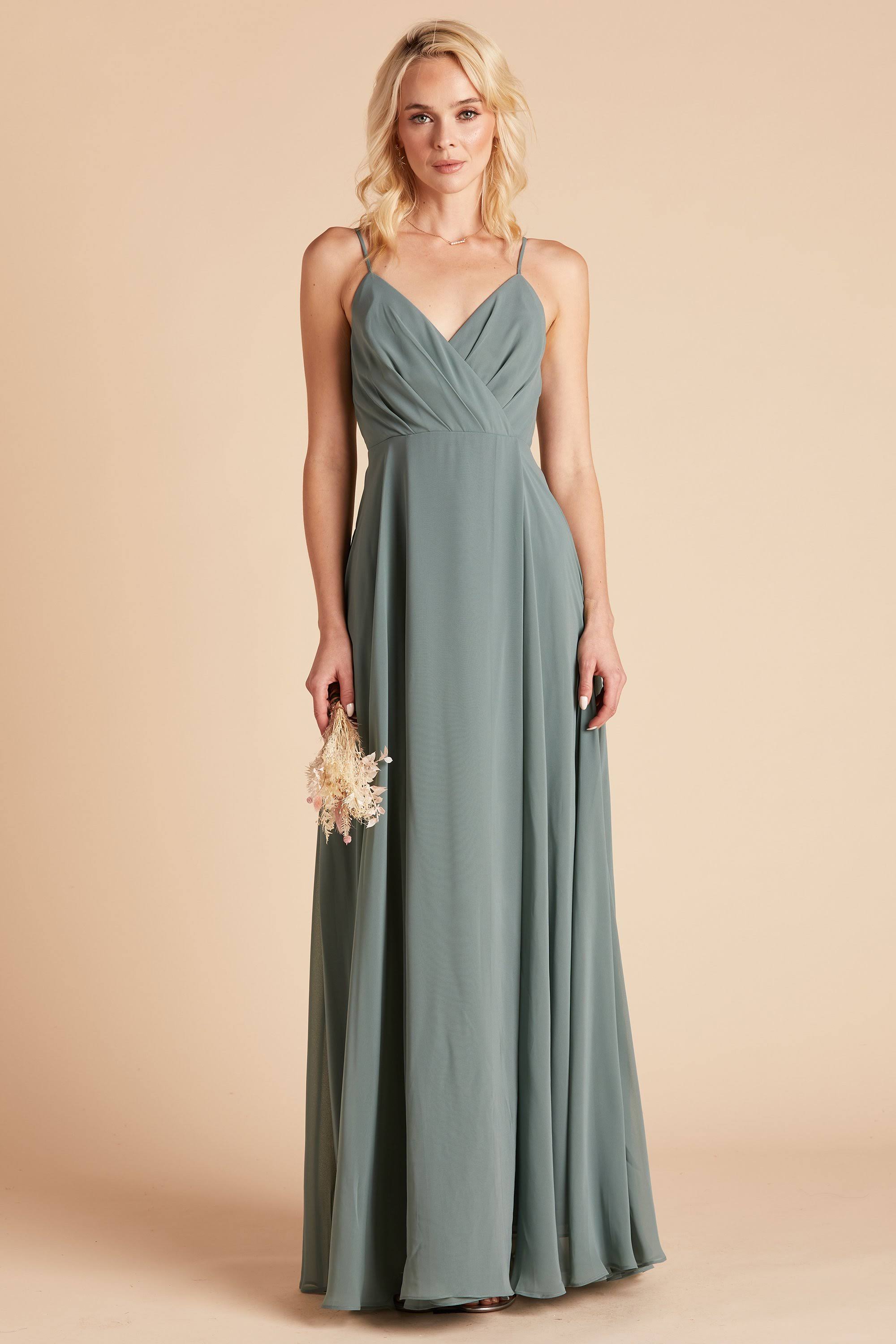 Birdy Grey Kaia Chiffon Bridesmaid Dress in Sea Glass L / Sea Glass