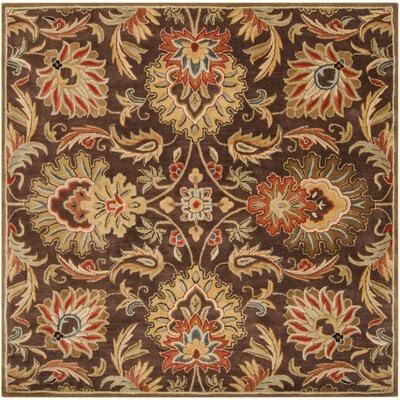 Arden Oriental Handmade Tufted Wool Dark Brown/Garnet Area Rug Birch Lane Rug Size: Square 9&9x22