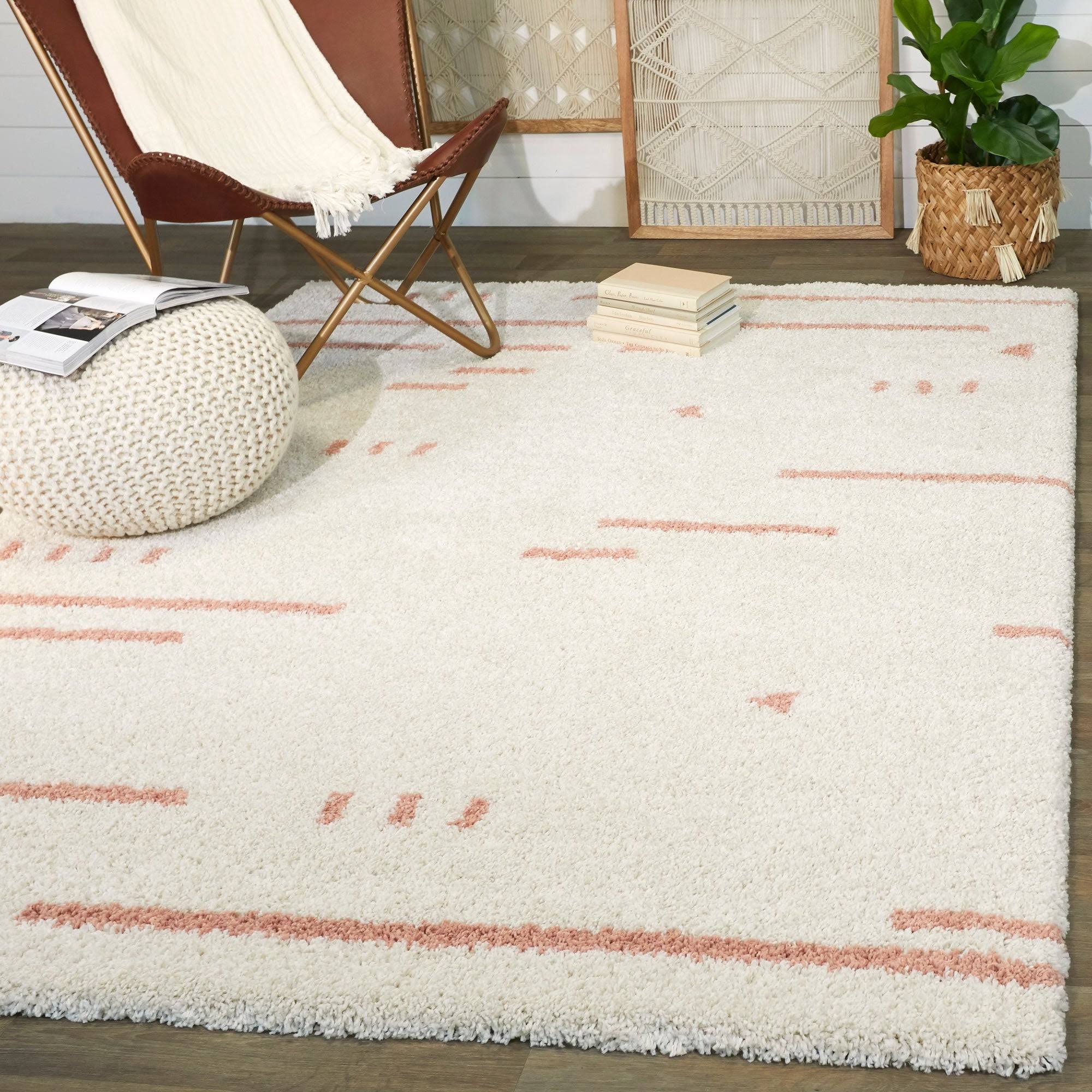 Dalmas Modern Berber Moroccan Style Shag Area Rug - 5&3x22 x 7& - Pink