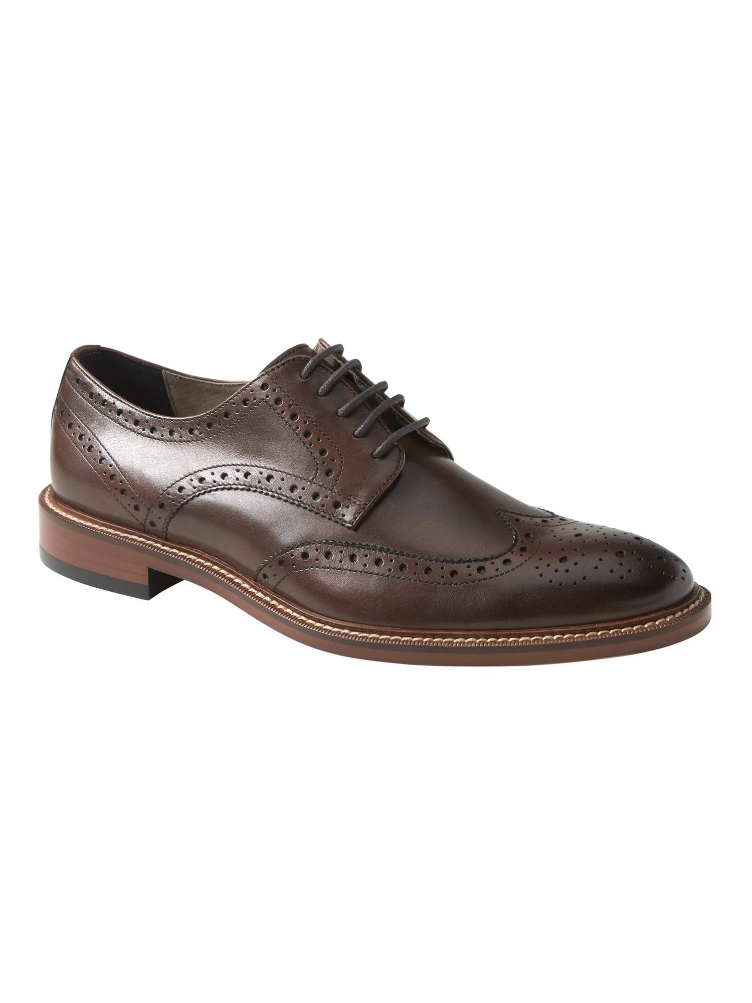 Banana Republic Men's Hadley Italian Leather Brogue Oxford Chestnut Size 8 1/2