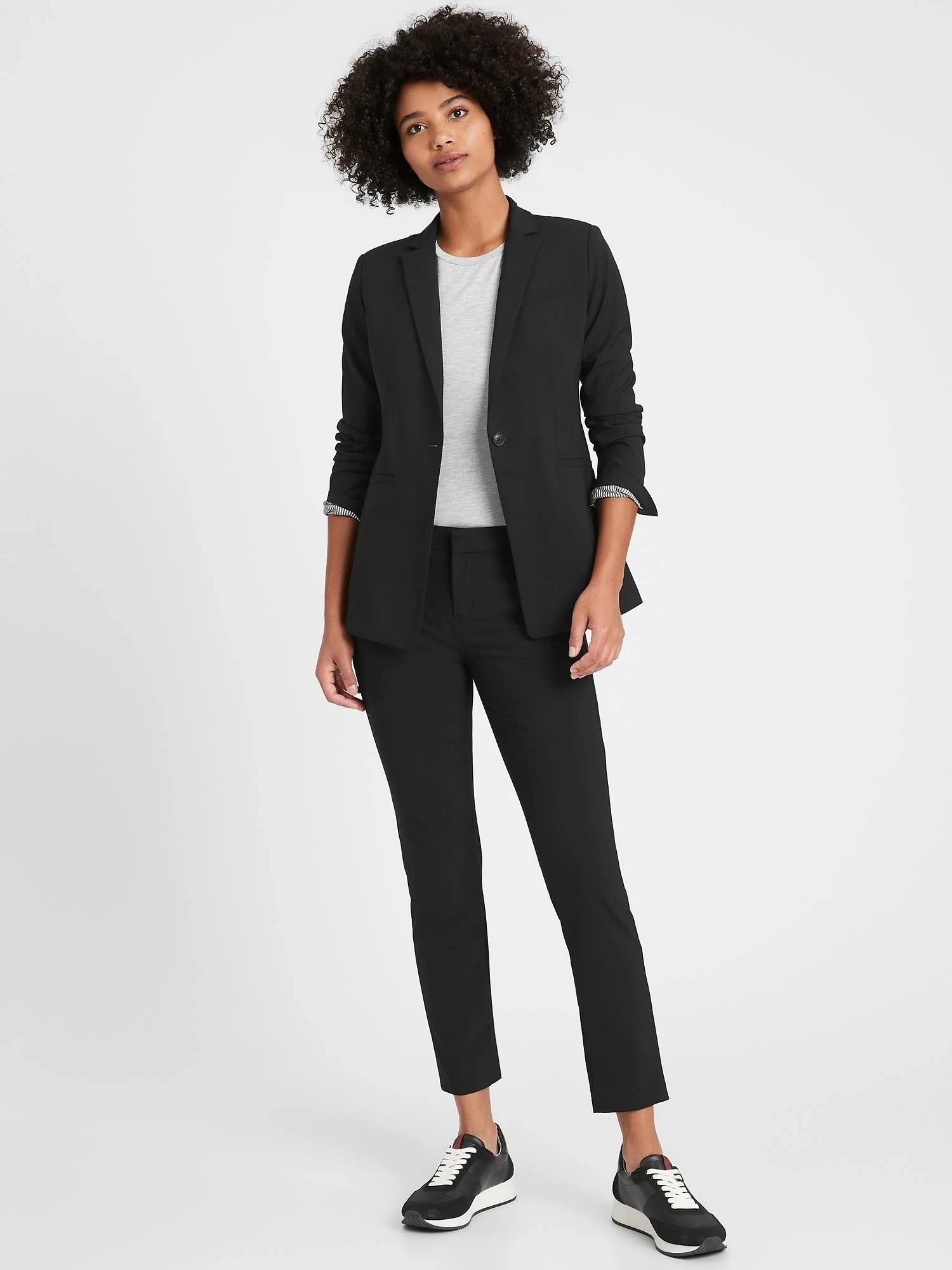 Banana Republic Women's Long & Lean-Fit Washable Wool-Blend Blazer Black Size 6