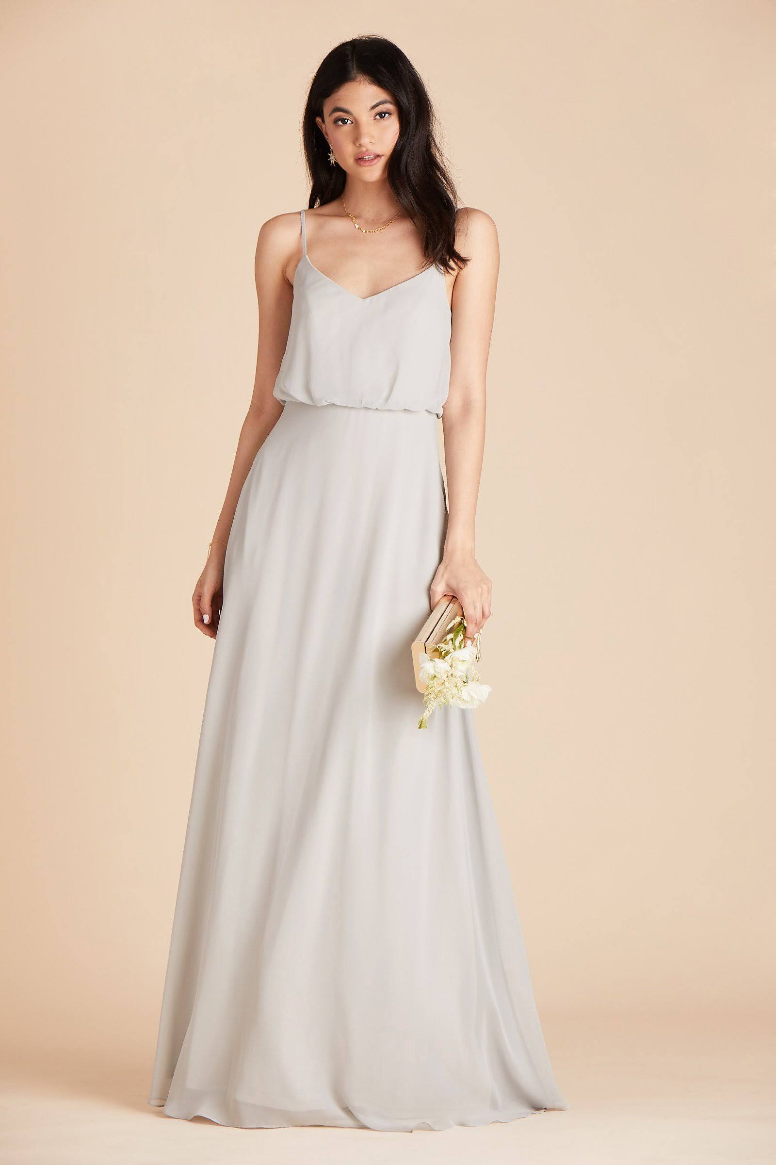 Birdy Grey Gwennie Chiffon Bridesmaid Dress in Dove Gray M / Dove Gray