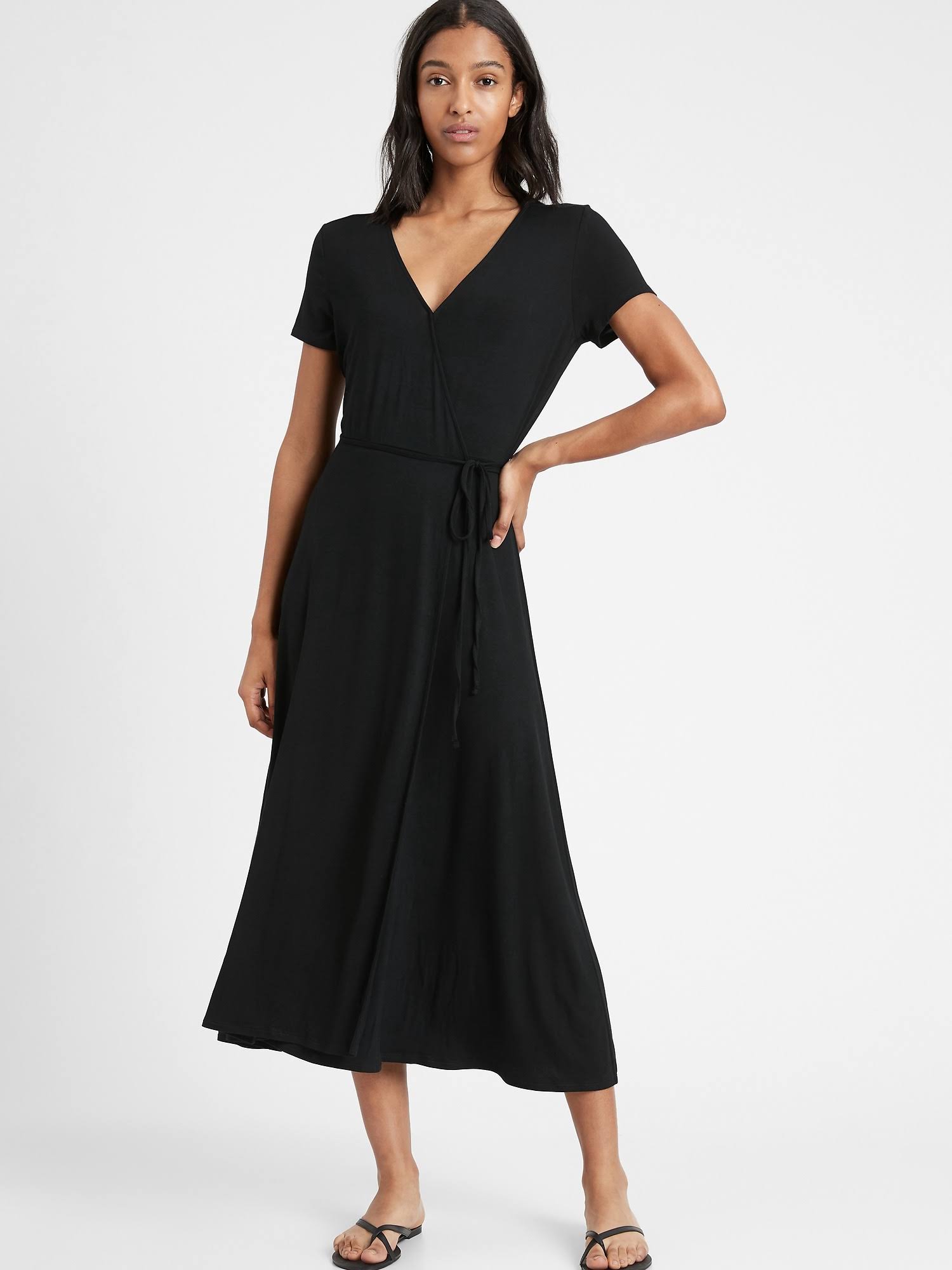 Banana Republic Women's Knit Wrap Dress Black Size Xxs