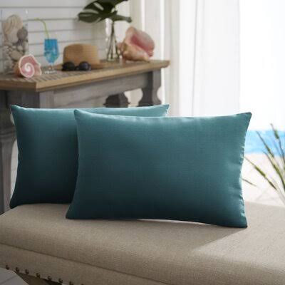 Frierson Outdoor Rectangular Pillow Cover & Insert Birch Lane Color: Teal, Size: 12x22 x 18x22