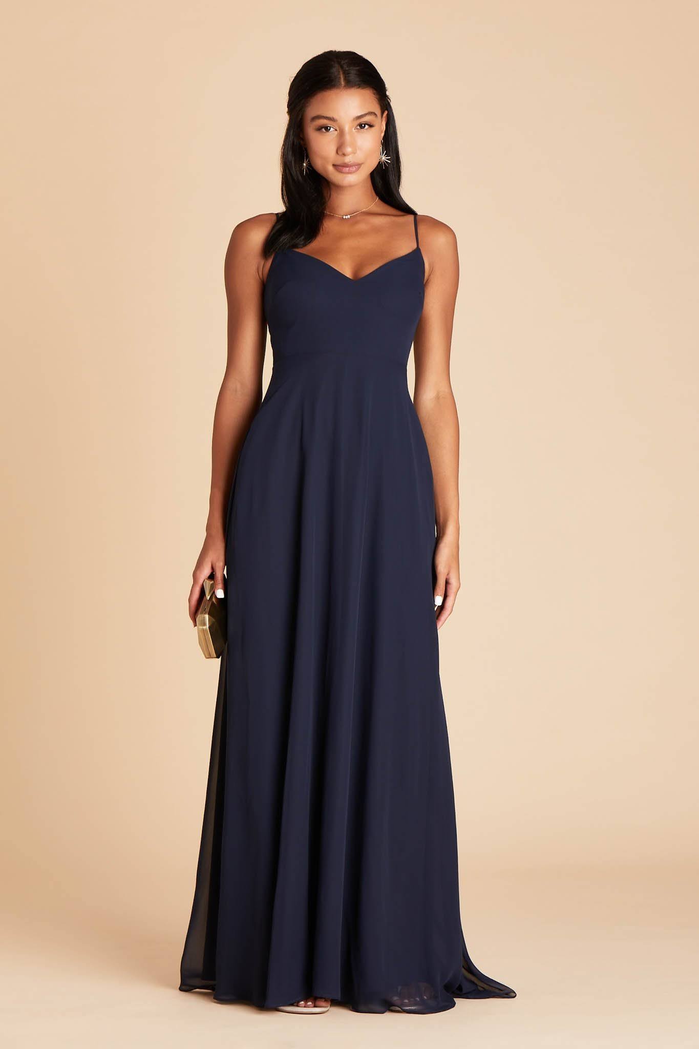 Devin Convertible Chiffon Bridesmaid Dress in Navy L / Navy / No Slit