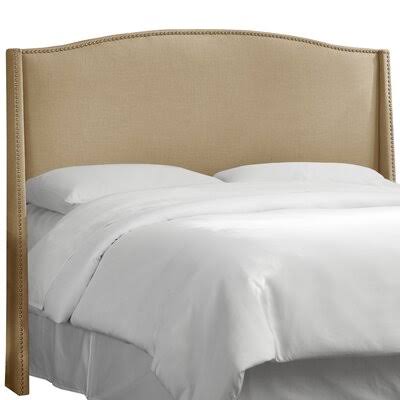 Dulin Linen Nail Button Upholstered Wingback Headboard Upholstery: Linen Sandstone, Size: Queen