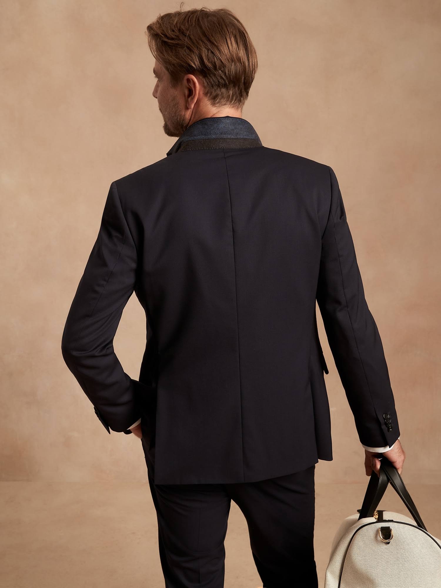 Banana Republic Men's Slim Italian Wool Suit Jacket Navy Size 44 Regular