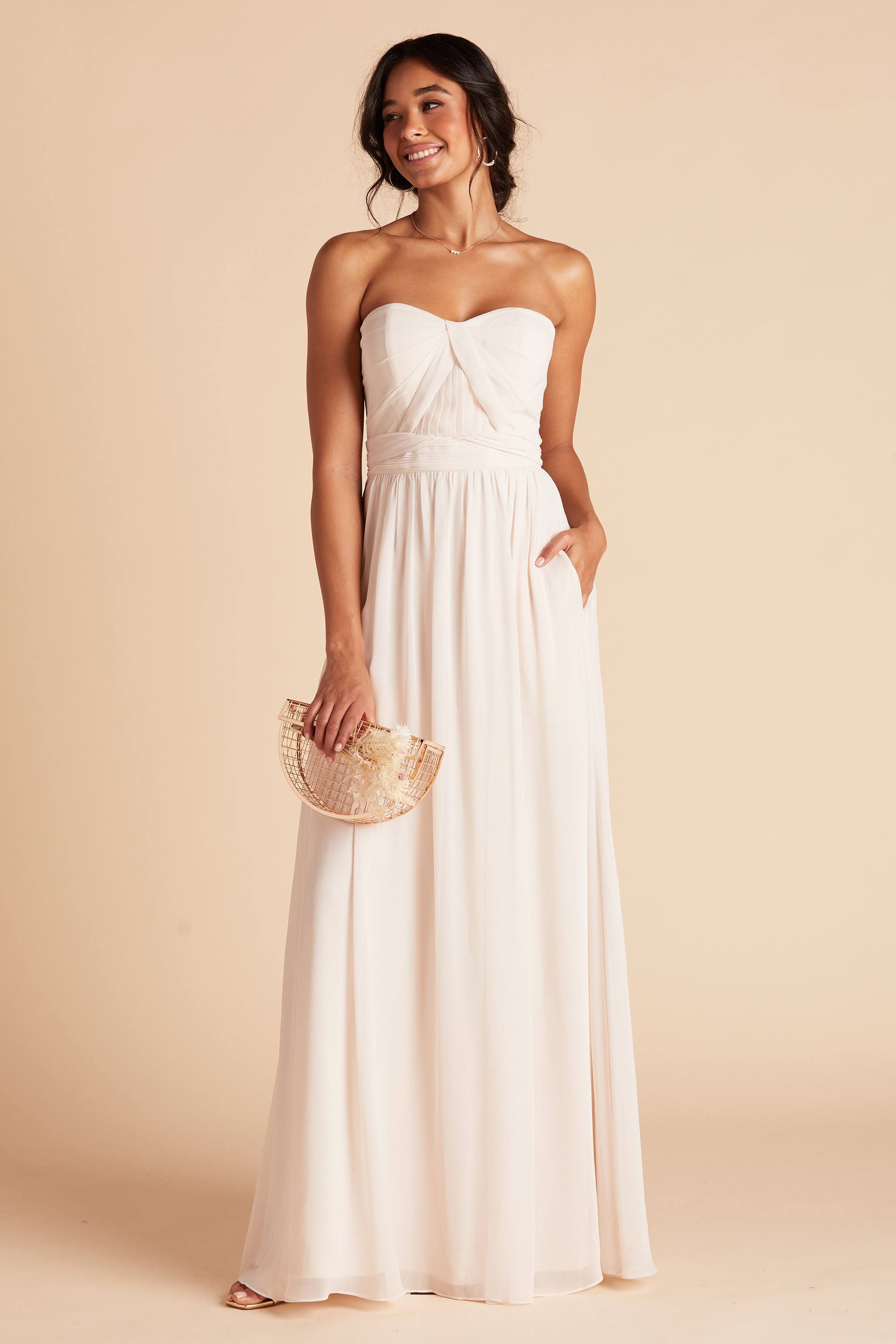 Birdy Grey Grace Convertible Chiffon Bridesmaid Dress in Champagne L / Champagne