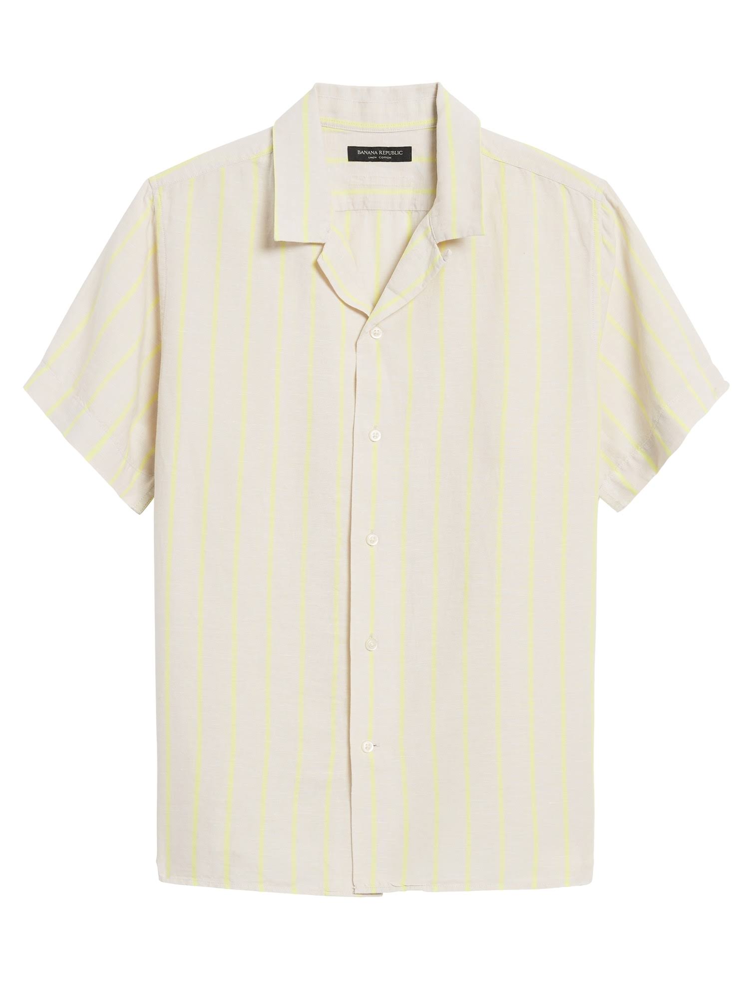 Banana Republic Men's Slim-Fit Linen Resort Shirt Neon Yellow Big and Tall Size XXL