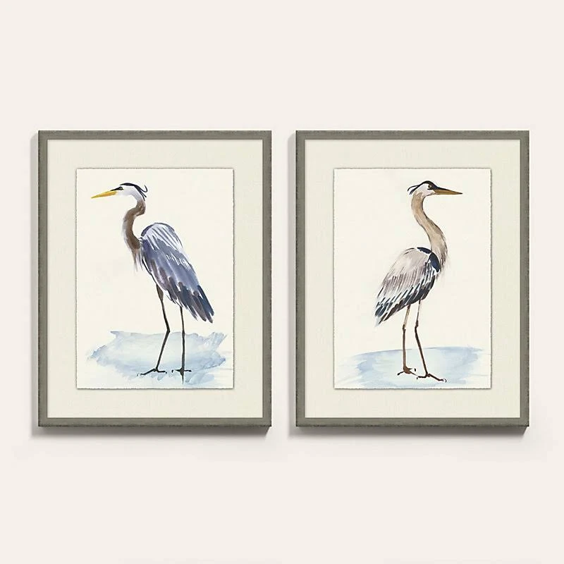 Beach Heron Art 28x22 x 22x22 - Ballard Designs