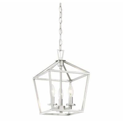 Israel 3 - Light Lantern Geometric Pendant Finish: Satin Nickel