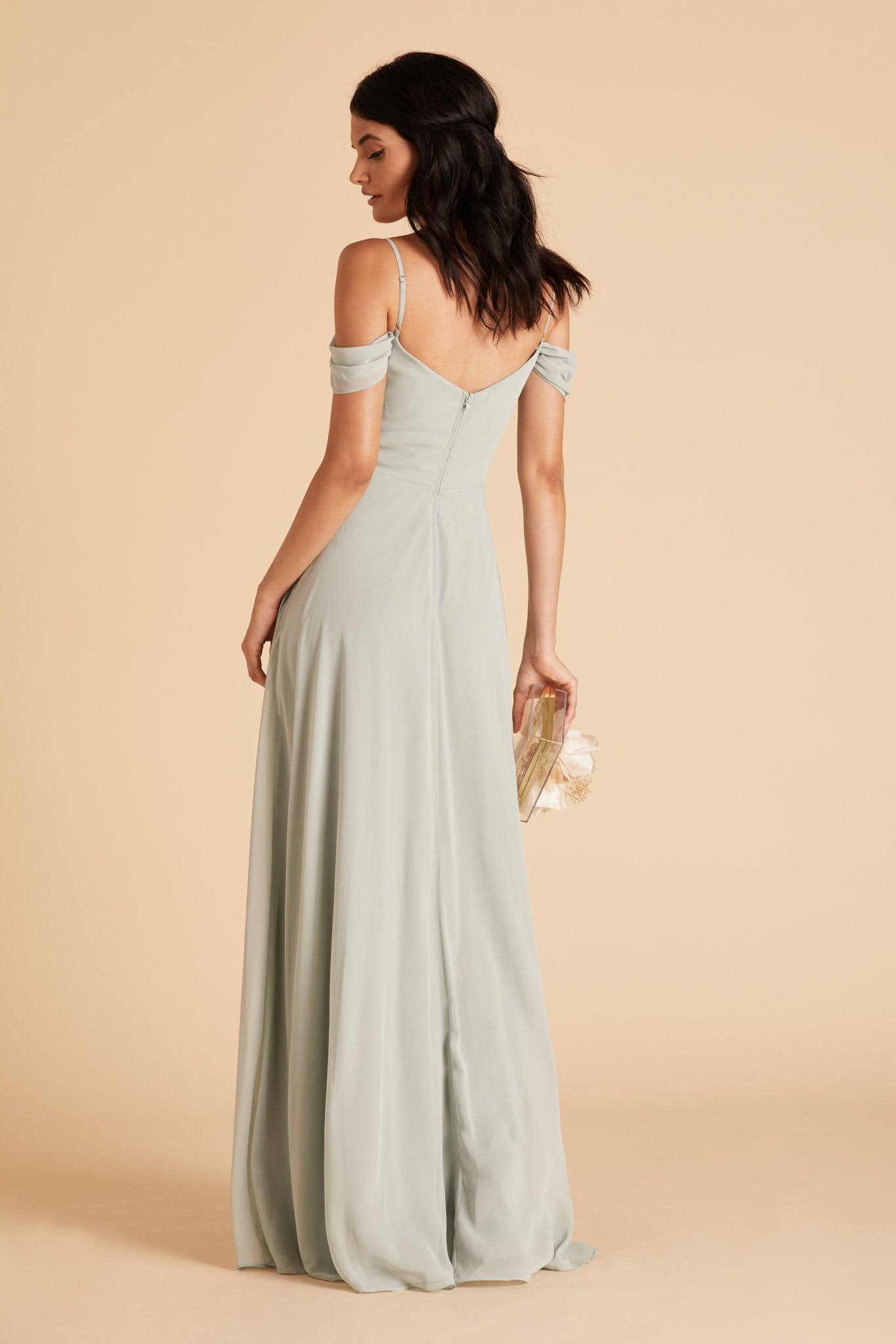 Devin Convertible Chiffon Bridesmaid Dress in Sage M / Sage / No Slit