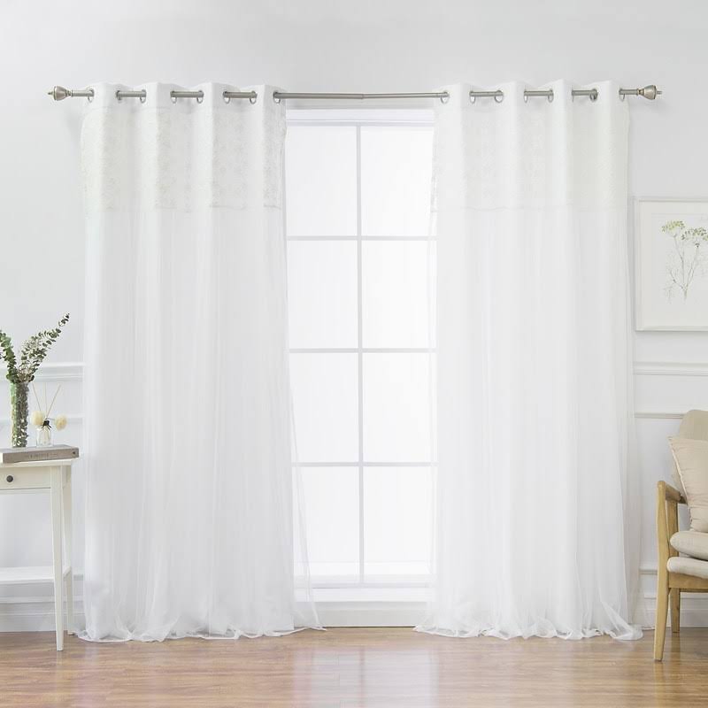 Buckhurst Solid Blackout Thermal Grommet Curtain Panels August Grove Curtain Color: White, Size per Panel: 52x22W x 84x22L