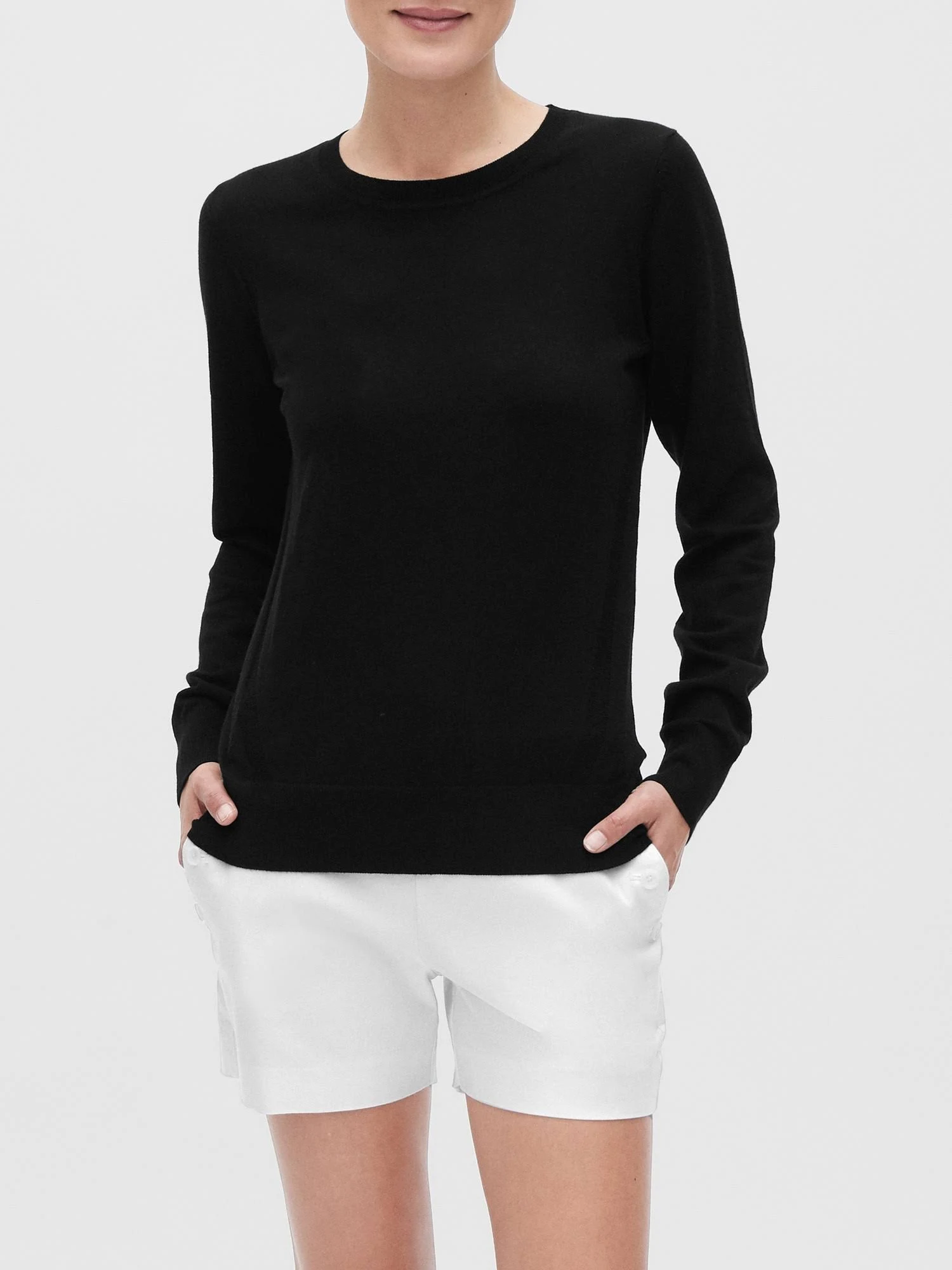 Women's Washable Forever Crew-Neck Sweater Black