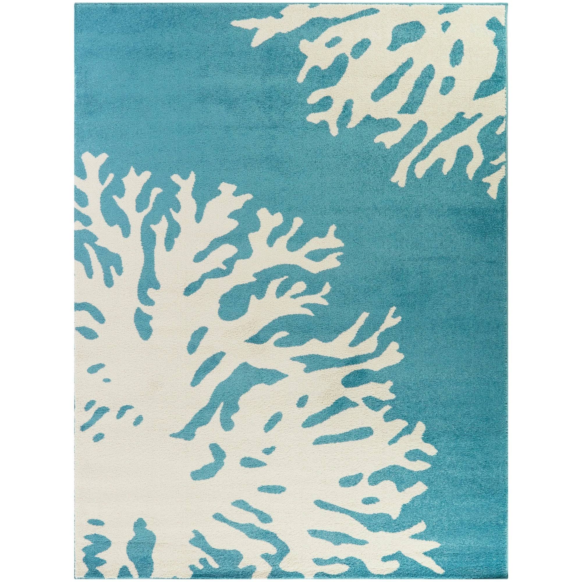 BALTA Alcester Blue 5 ft. x 7 ft. Coastal Coral Area Rug