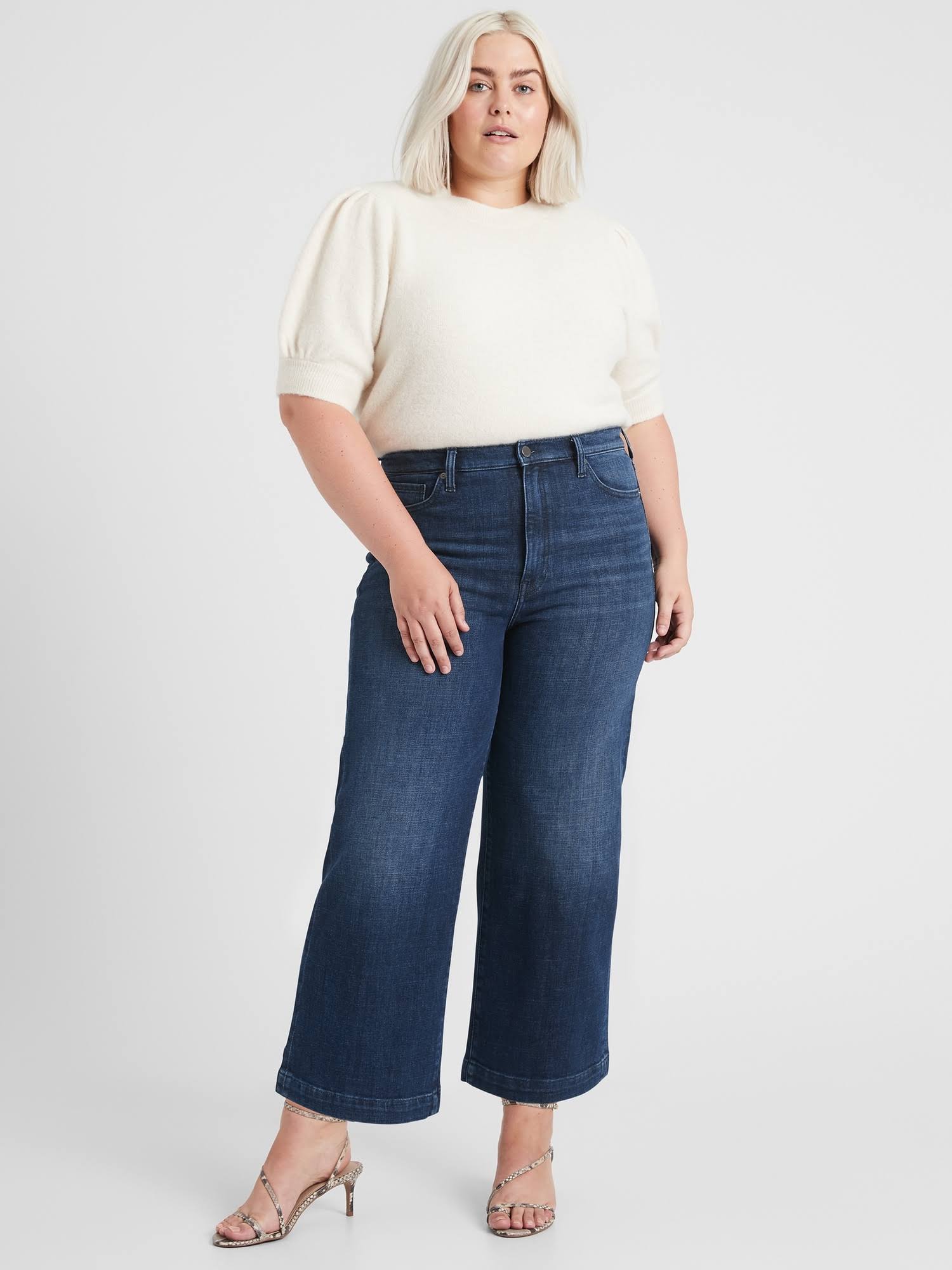 Banana Republic Women's High-Rise Wide-Leg Cropped Jean Medium Wash Size 27 Regular