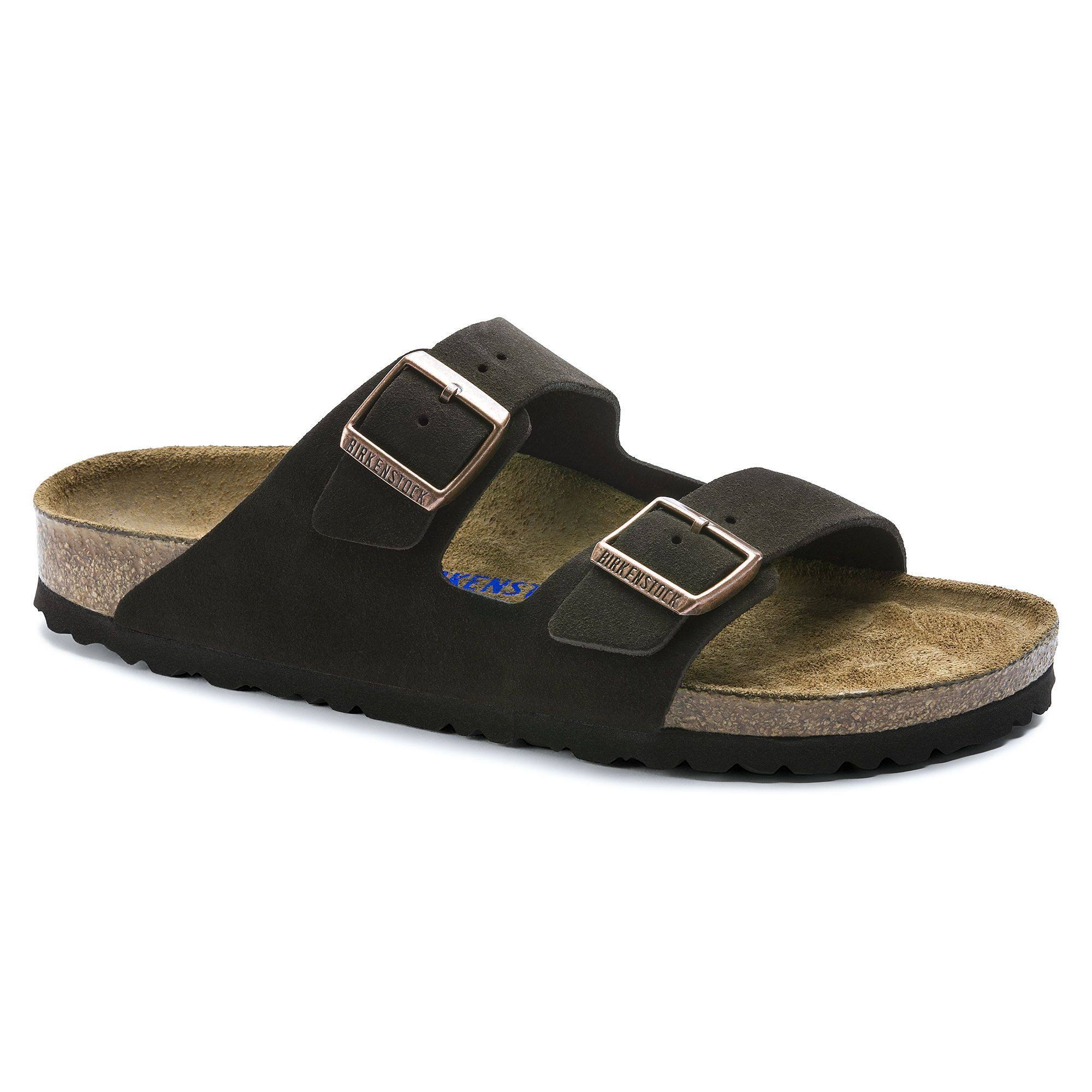 Birkenstock Unisex Arizona Suede with Soft Footbed Sandal, Mocha, M 6.5/W 8.5
