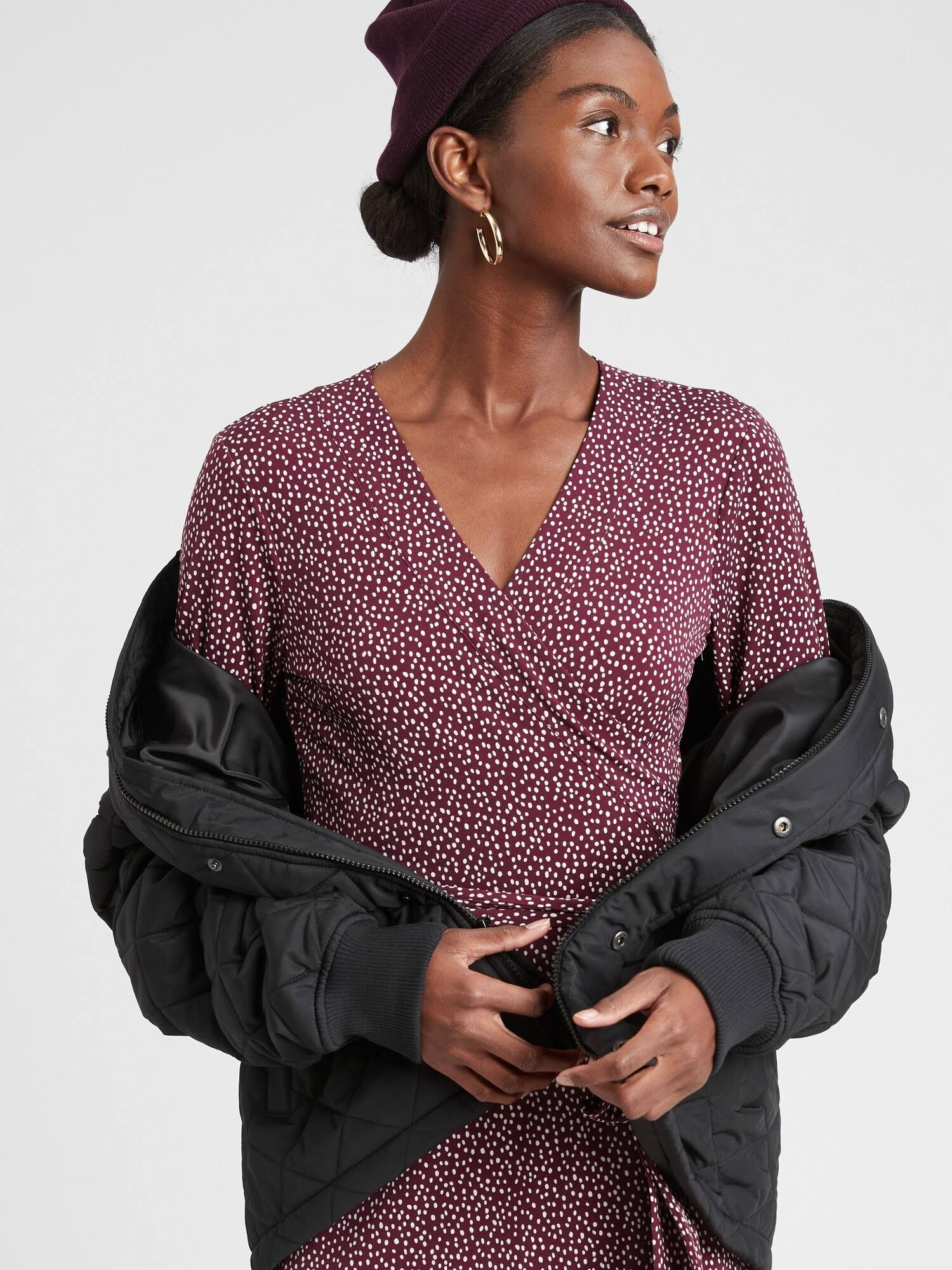 Women's Knit Wrap Dress Beet Root
