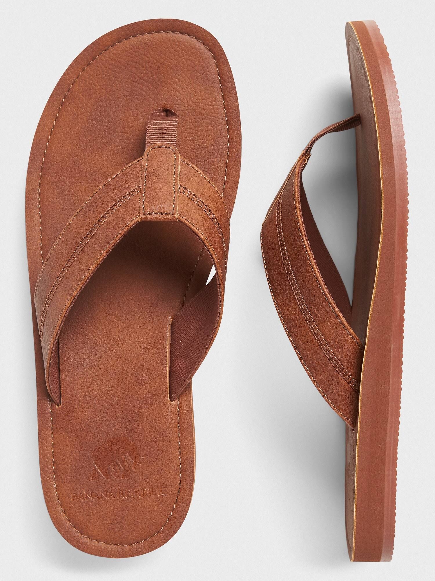 Banana Republic Factory Men's Stitched Flip Flop Cognac Regular Size 9