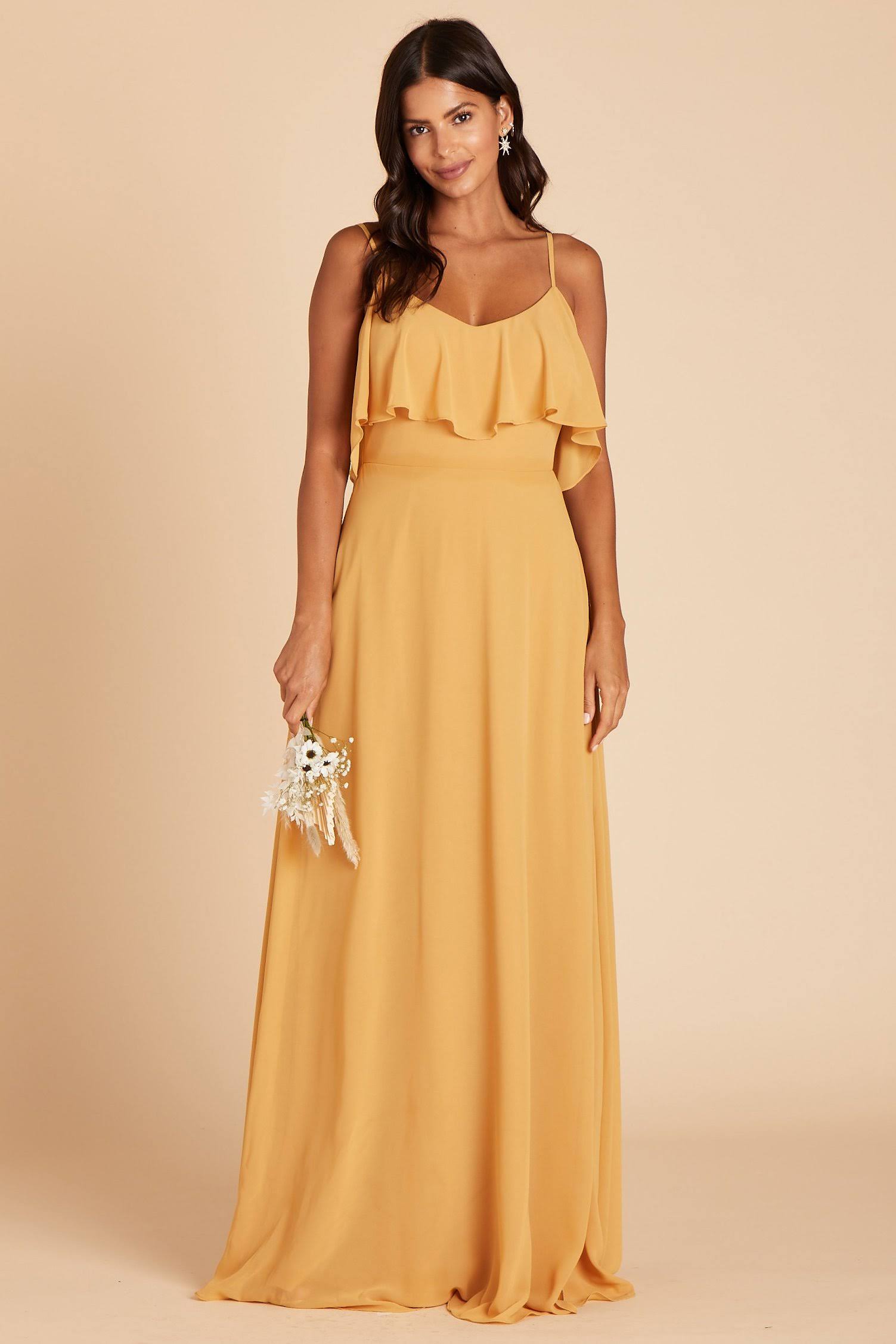 Birdy Grey Jane Convertible Chiffon Bridesmaid Dress in Marigold L / Marigold