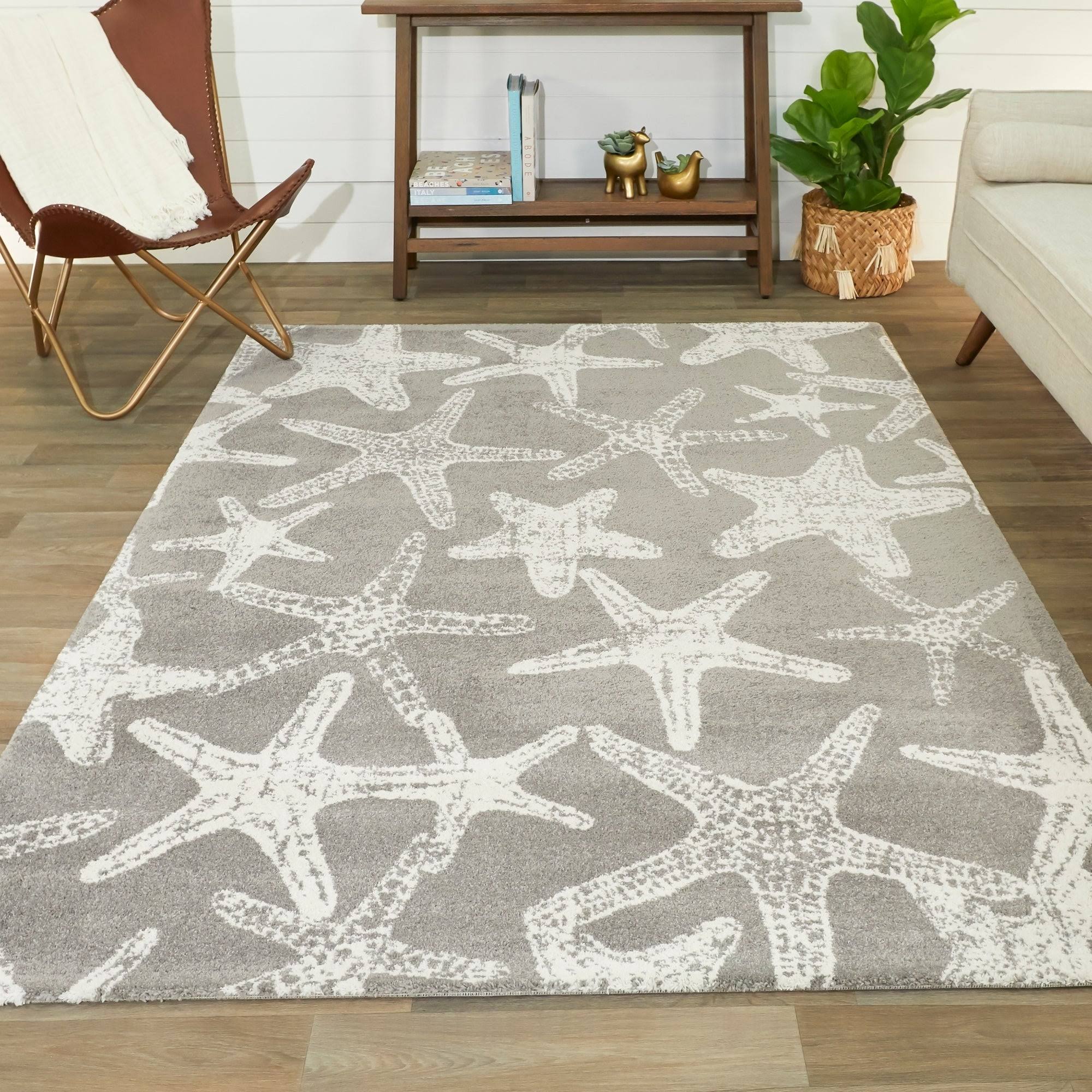 BALTA Leyton Grey 5 ft. x 7 ft. Starfish Print Area Rug