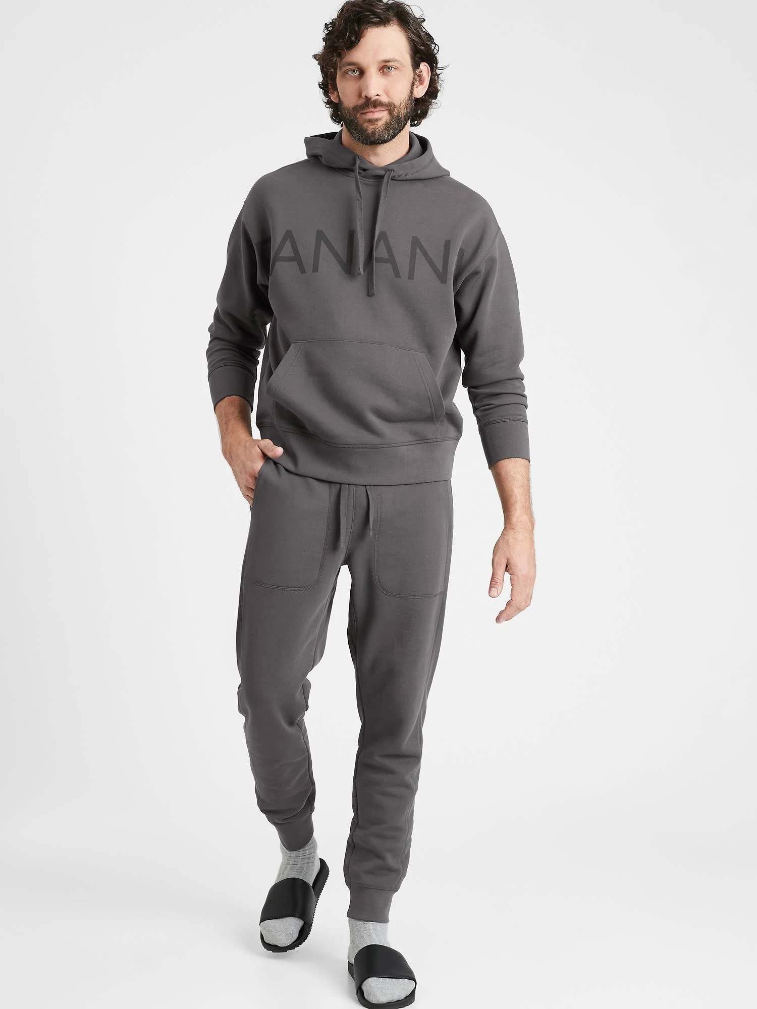 Banana Republic Men's Organic French Terry Jogger Charcoal Gray Size XL