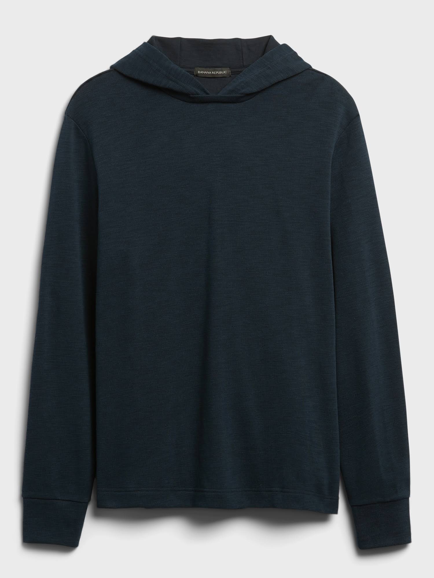 Banana Republic Men's Double-Knit Hoodie Sweatshirt Navy Tall Size M
