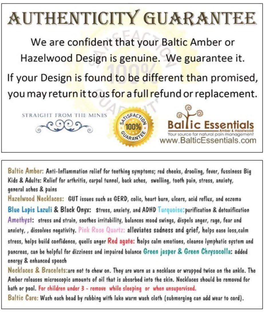 Fast Relief for Teething Baby Naturally 100% Baltic Amber! Raw Multi - 12.5x22 5 Months to 5 Years with Bracelet