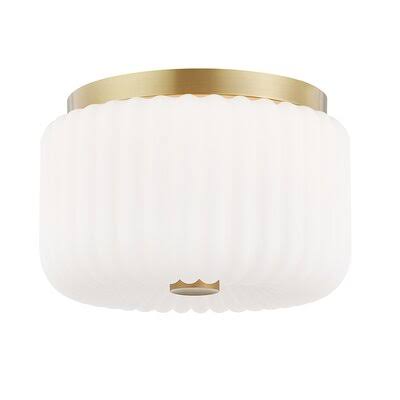 Flush Mount Lighting Willa 2-Light 10x22 Flush Mount Fixture Finish: Aged Brass