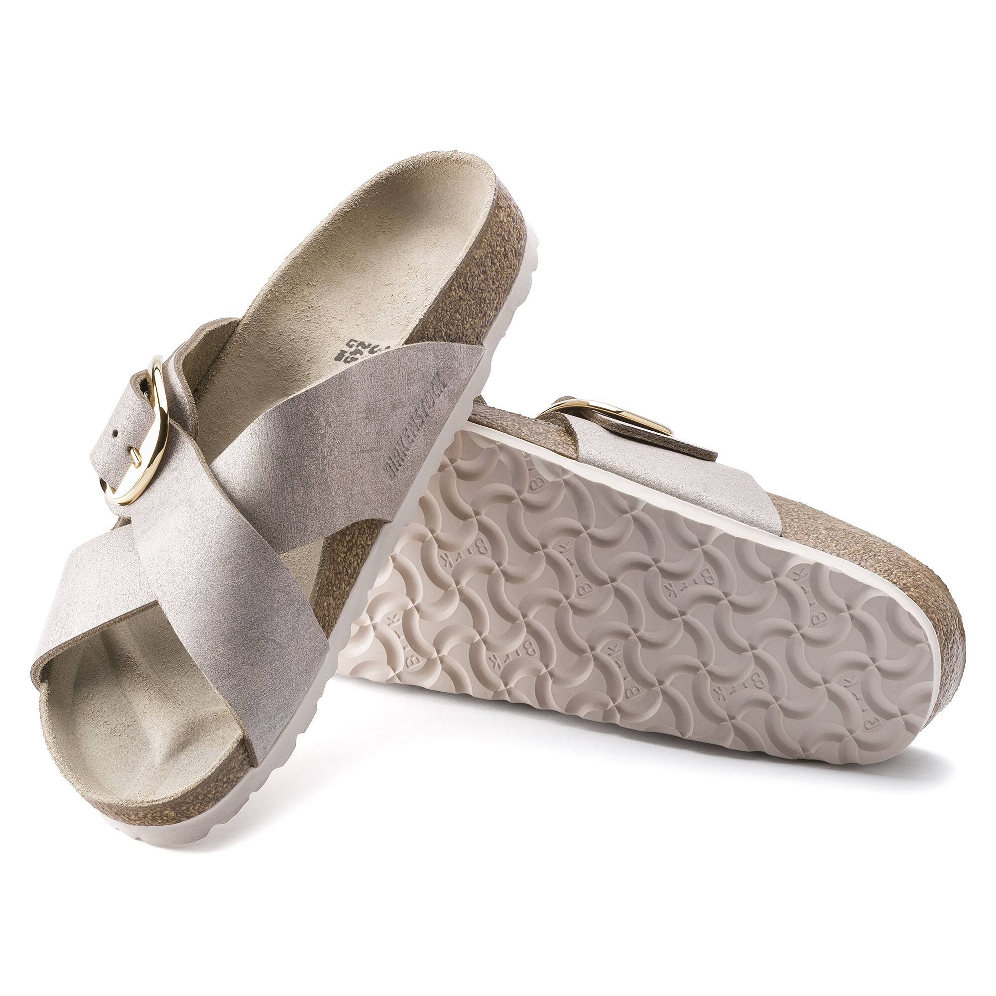 Birkenstock Siena Big Buckle Washes Metallic Rose Gold Leather Mules S