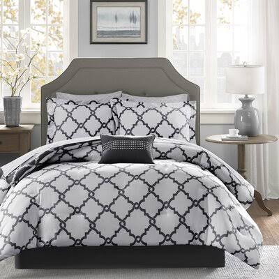 Willa Arlo Interiors Reversible Comforter Set Size: Twin Comforter + 6 Additional Pieces, Color: Black