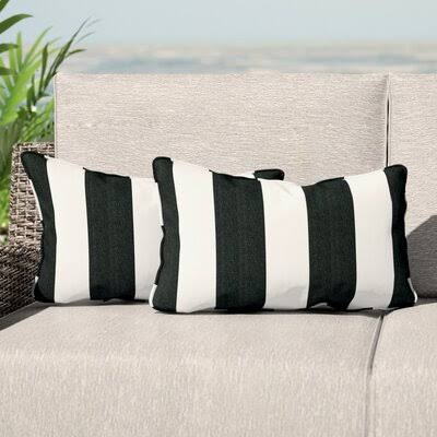 Kaila Outdoor Rectangular Pillow Cover & Insert Birch LANE? Color: Black/White, Size: 12x22H x 24x22W