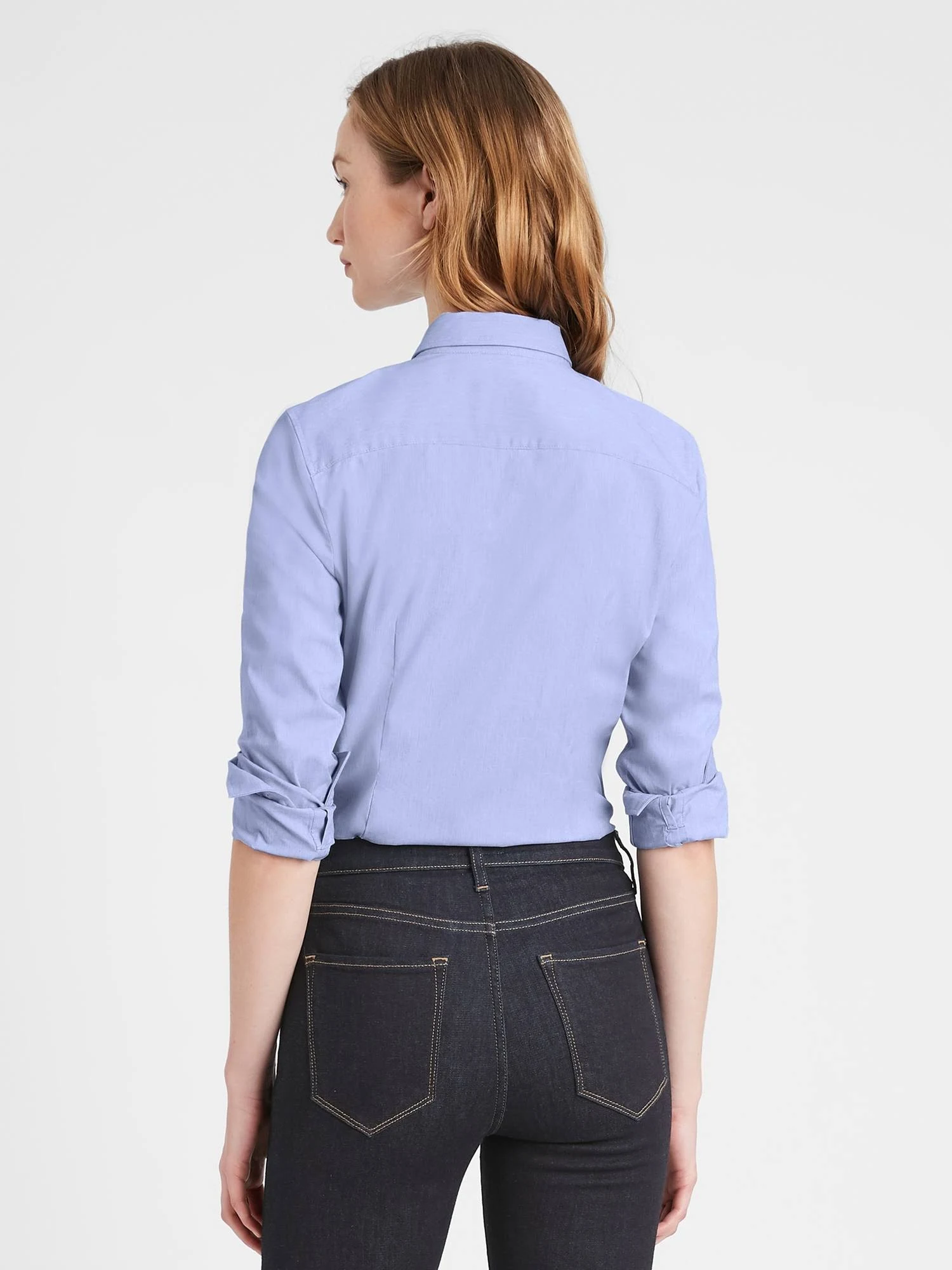 Banana Republic Women's Riley Tailored-Fit Shirt Light Blue Tall Size 16
