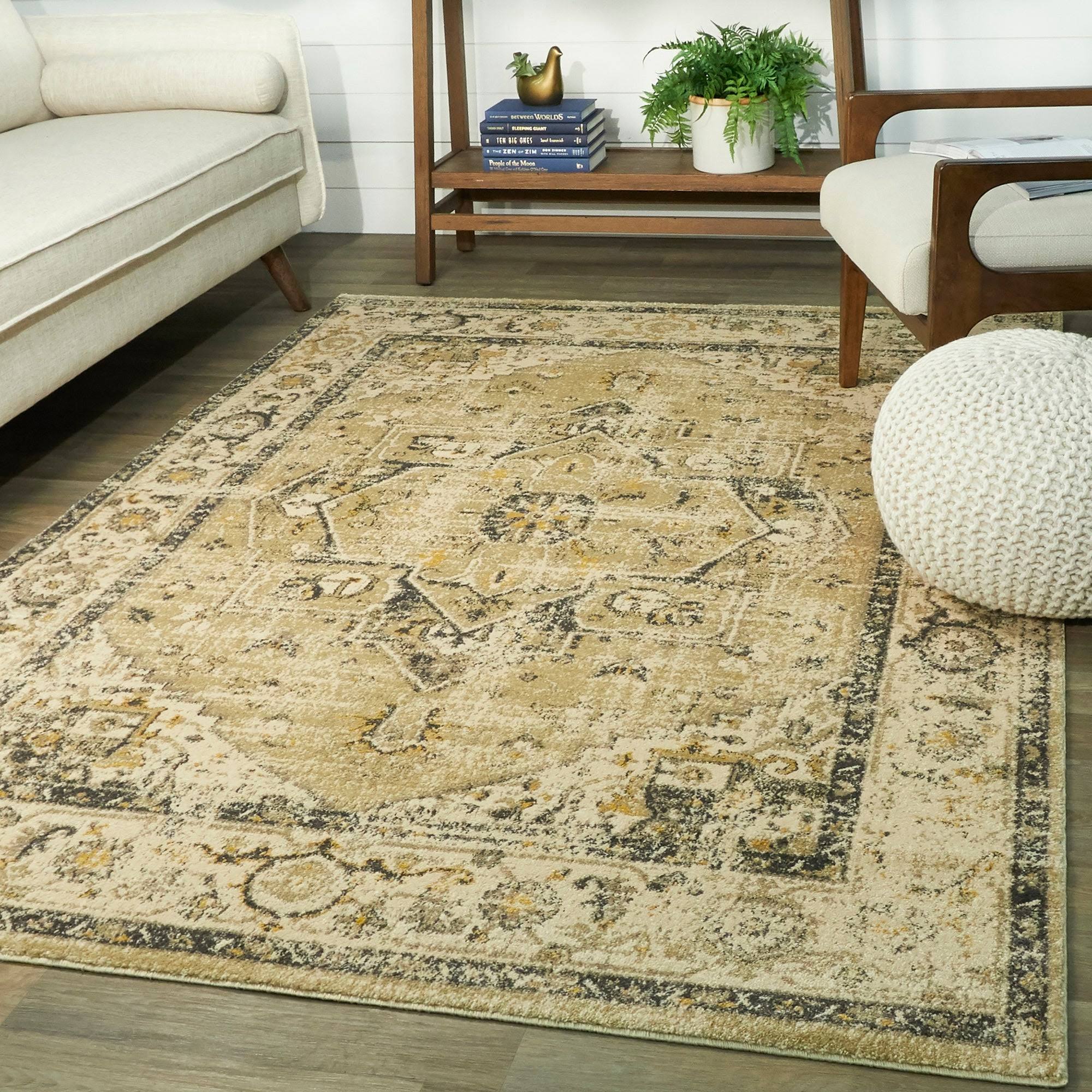 BALTA Nora Beige 5 ft. x 7 ft. Vintage Persian Area Rug