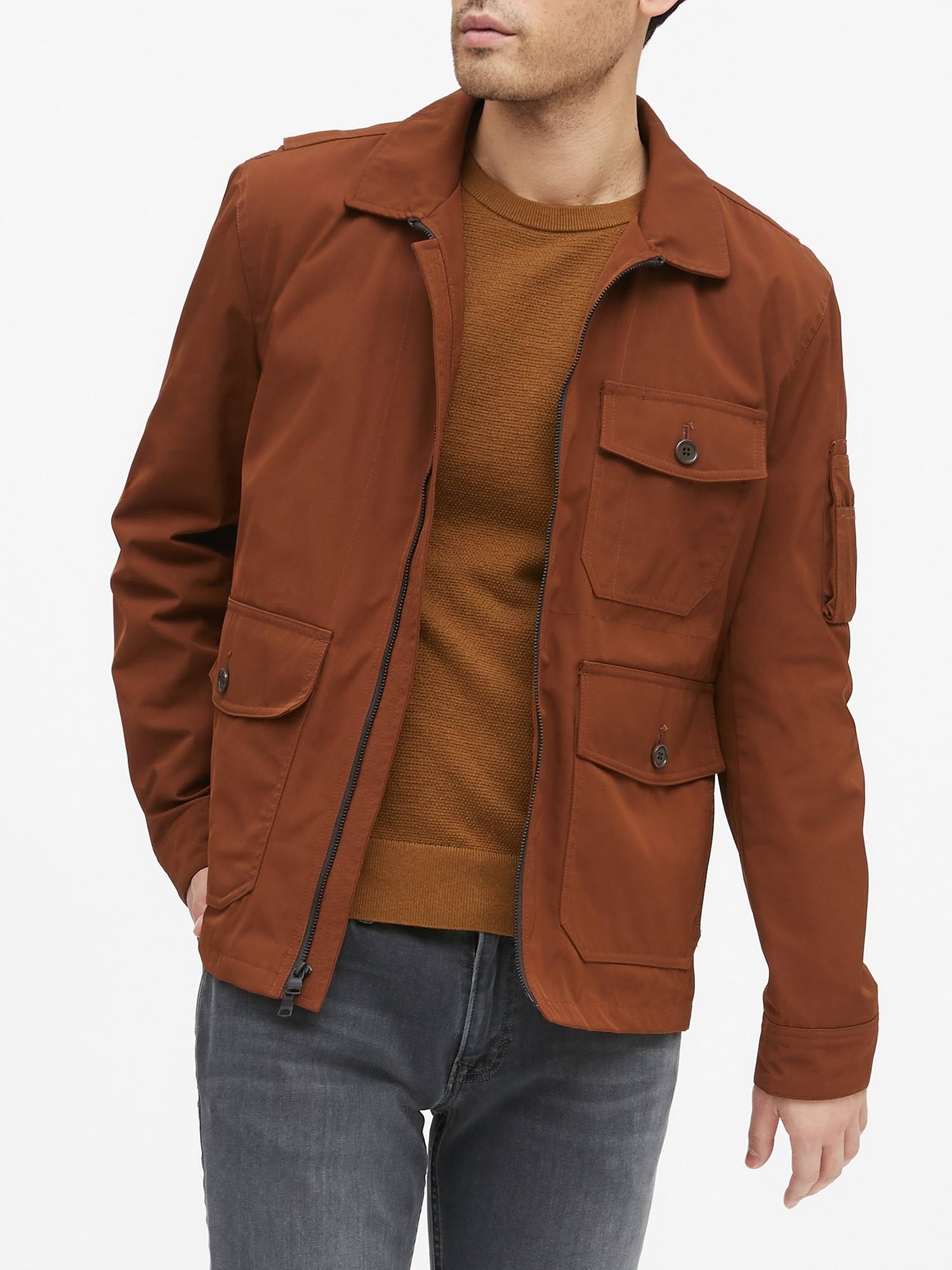 Banana Republic Men's Water-Repellent Drill Jacket Rust Brown Size S