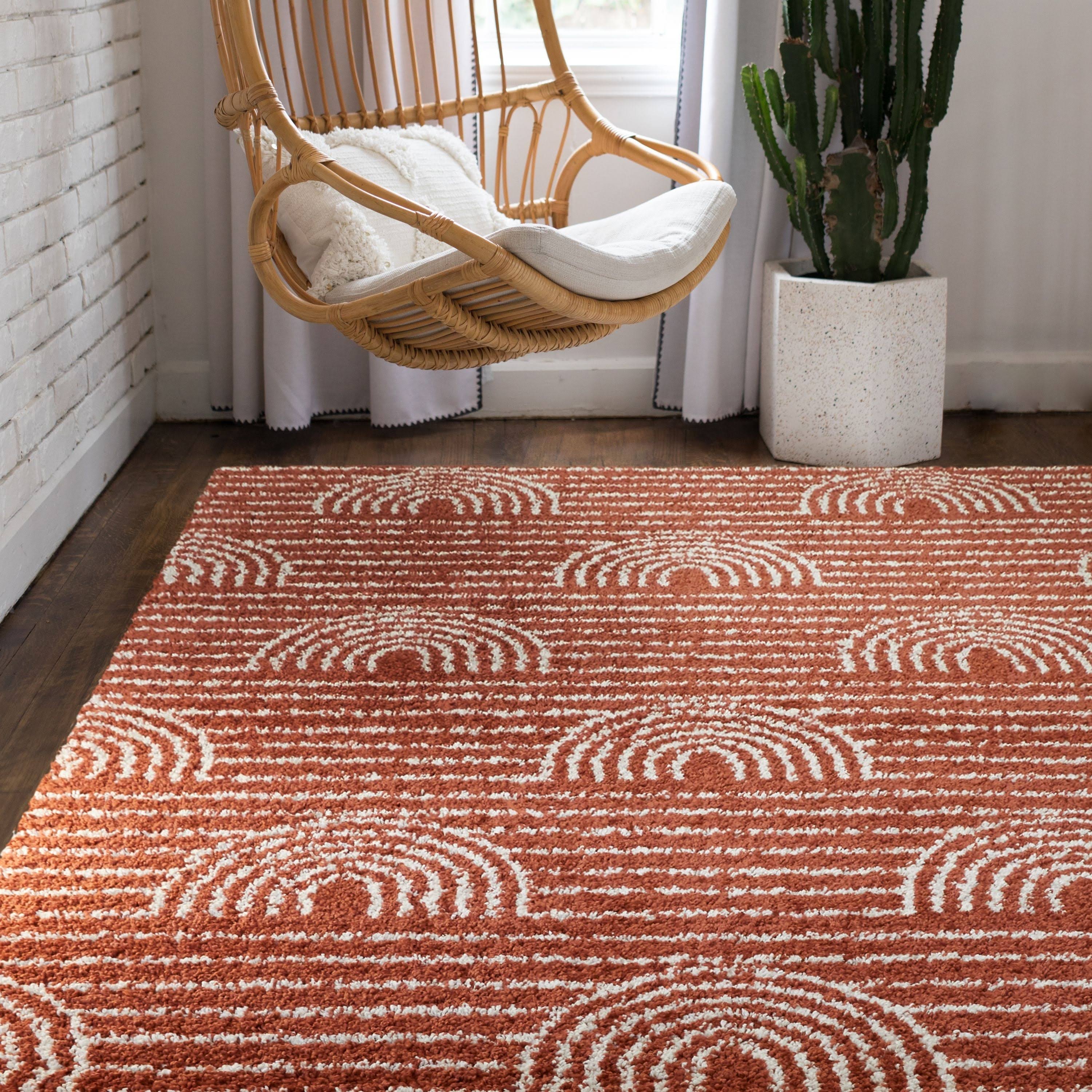 Hailey Kids Rainbow Print Shag Berber Area Rug - 3&11x22 x 5&7x22 - Pink