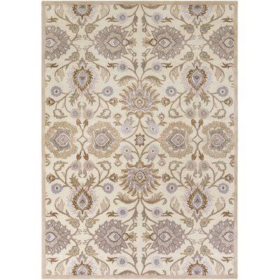 Arden Floral Handmade Tufted Wool Cream Area Rug Birch Lane Rug Size: Rectangle 7&6x22 x 9&6x22
