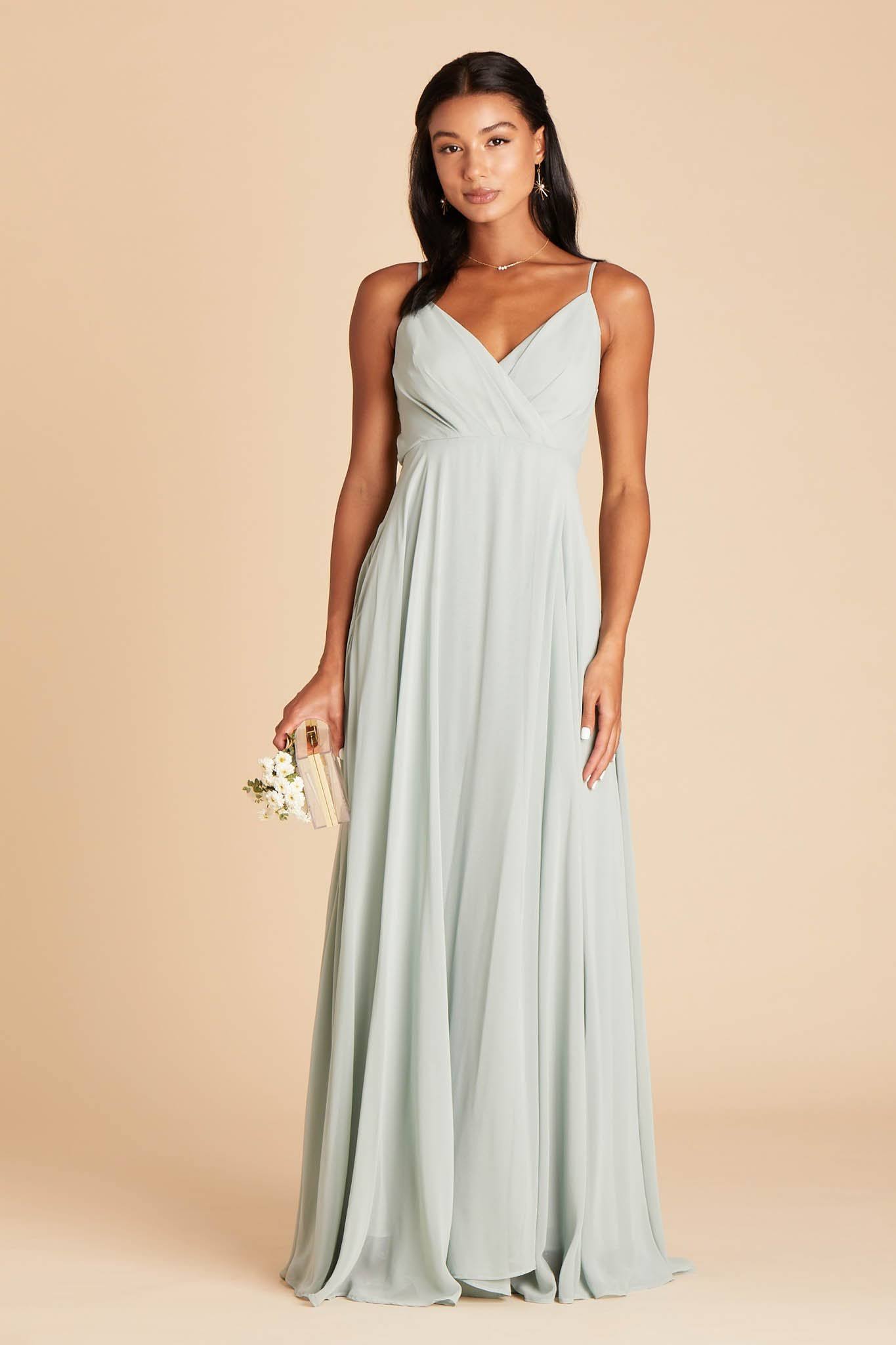 Birdy Grey Kaia Chiffon Bridesmaid Dress in Sage L / Sage