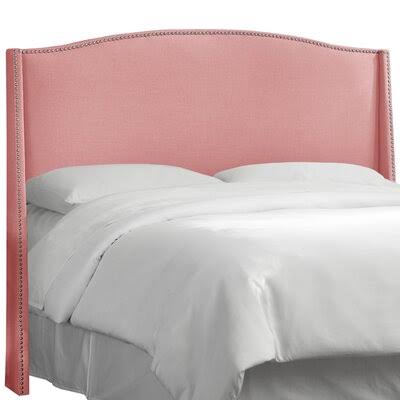 Dulin Linen Nail Button Upholstered Wingback Headboard Upholstery: Linen Petal, Size: King