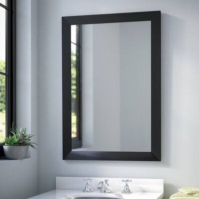 Fulk Industrial Modern & Contemporary Wall Mirror Birch Lane Size: 35.5x22 H x 31.5x22 W, Finish: Satin Black