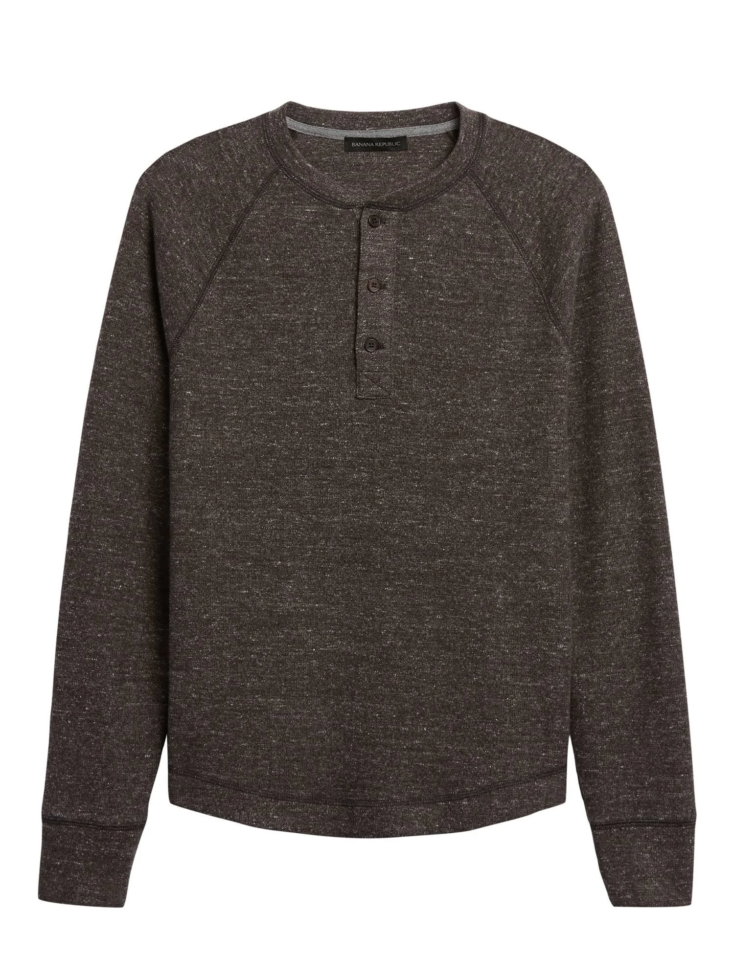 Banana Republic men's Brushed Waffle-Knit Henley T-Shirt Brown Size S