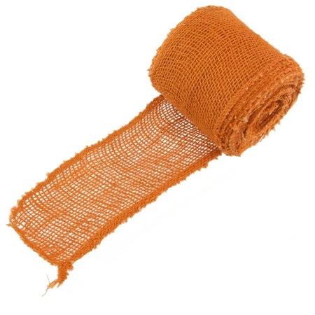 BambooMN Brand - 3 inch inch Wide Burlap Fabric Craft Ribbon - 10 Yards - Hemp Jute -Orange X10